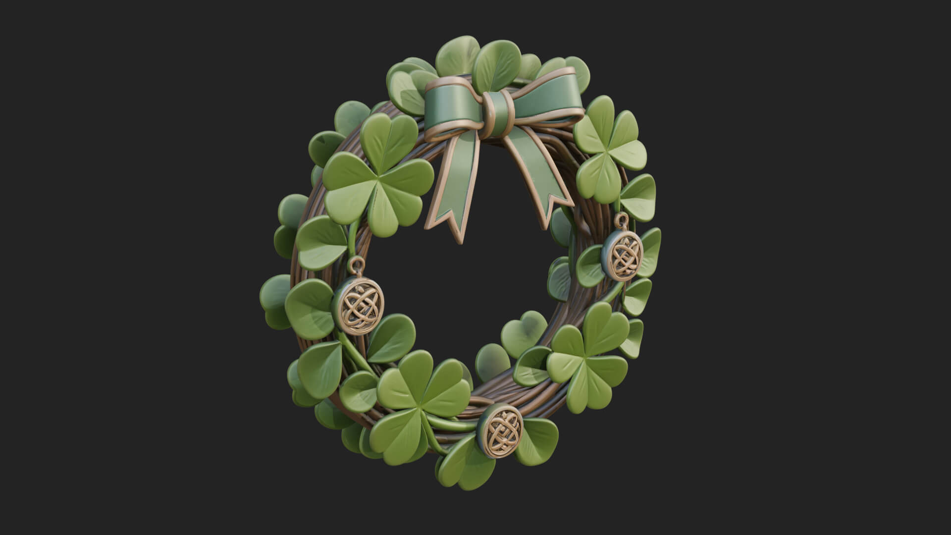 Shamrock Celtic Wreath Ornament Design 1 3D Print Model 3D Model