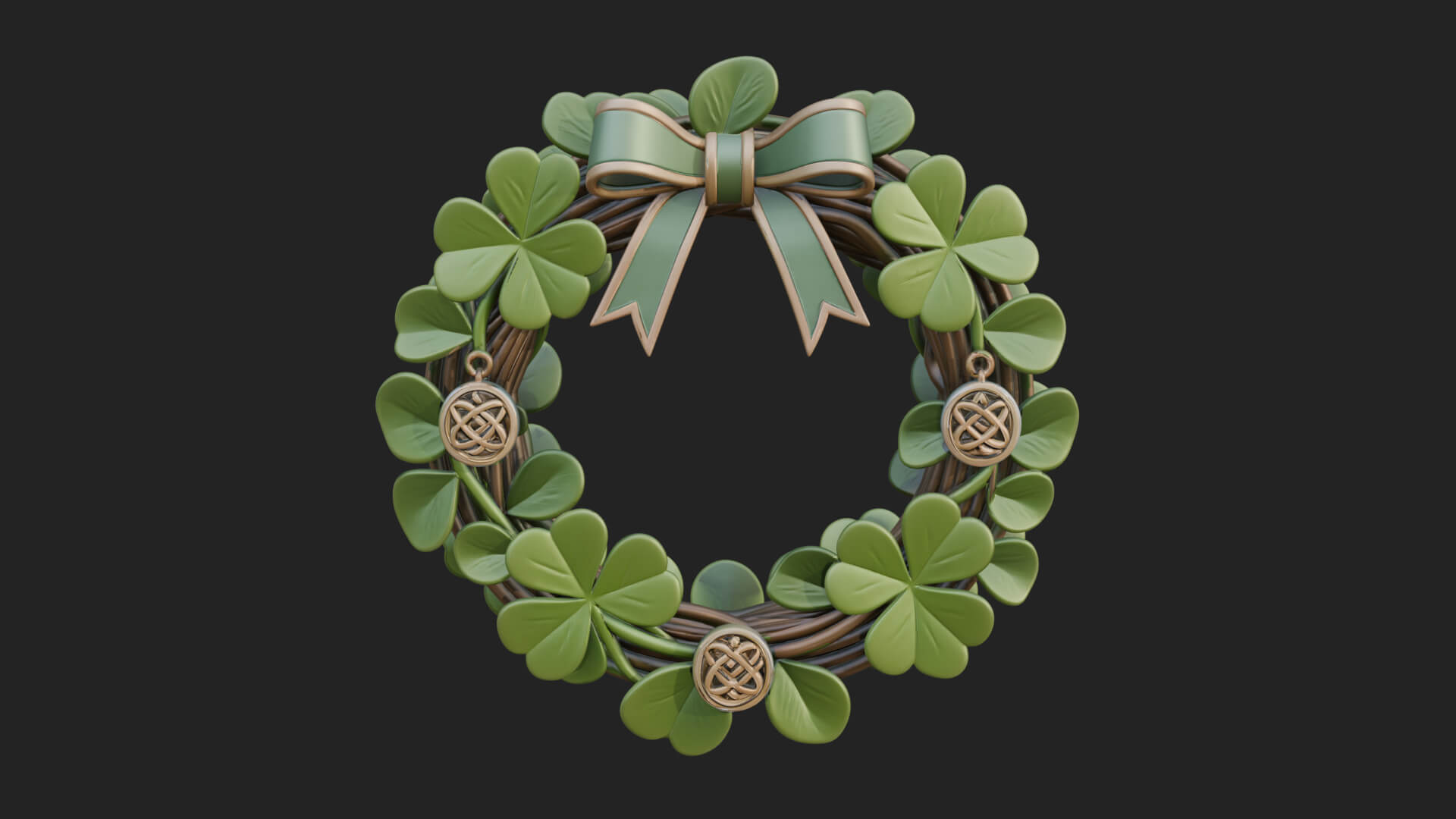 Shamrock Celtic Wreath Ornament Design 1 3D Print Model 3D Model