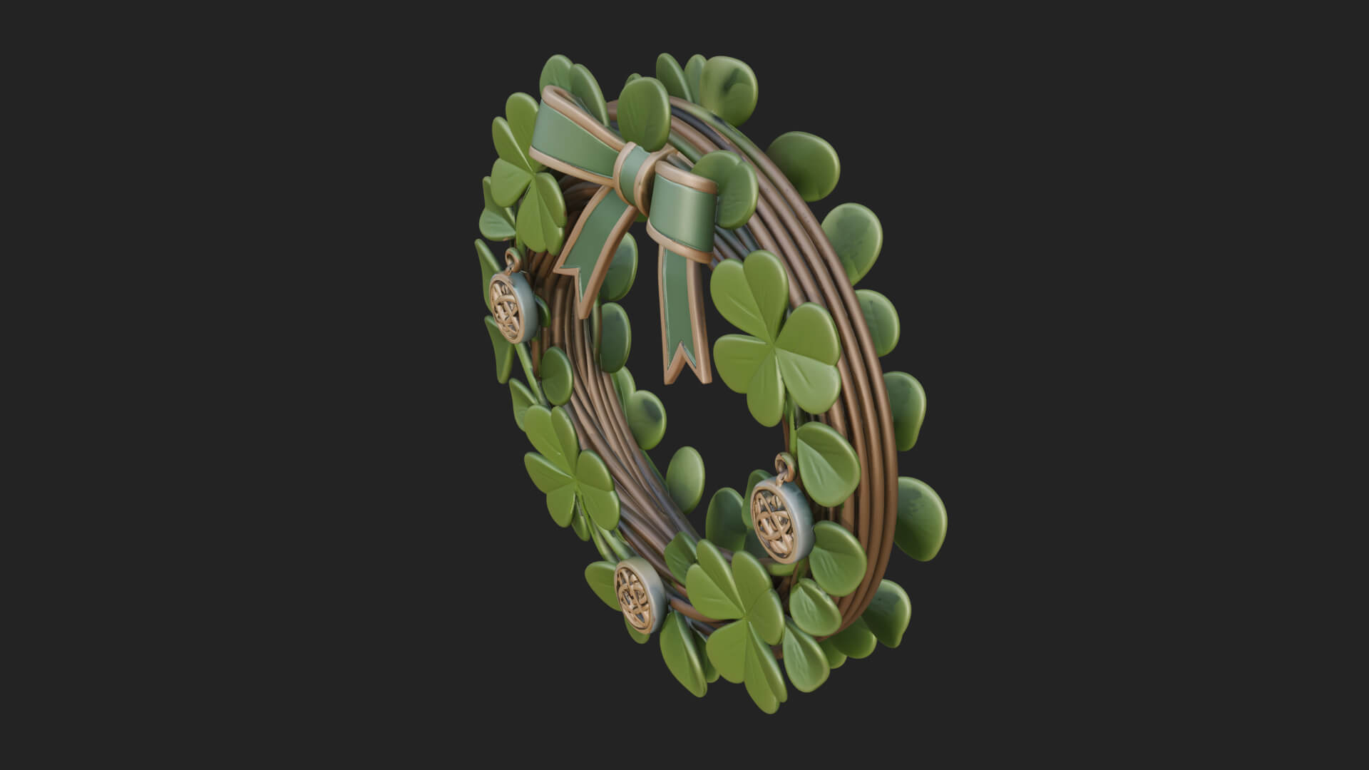 Shamrock Celtic Wreath Ornament Design 1 3D Print Model 3D Model