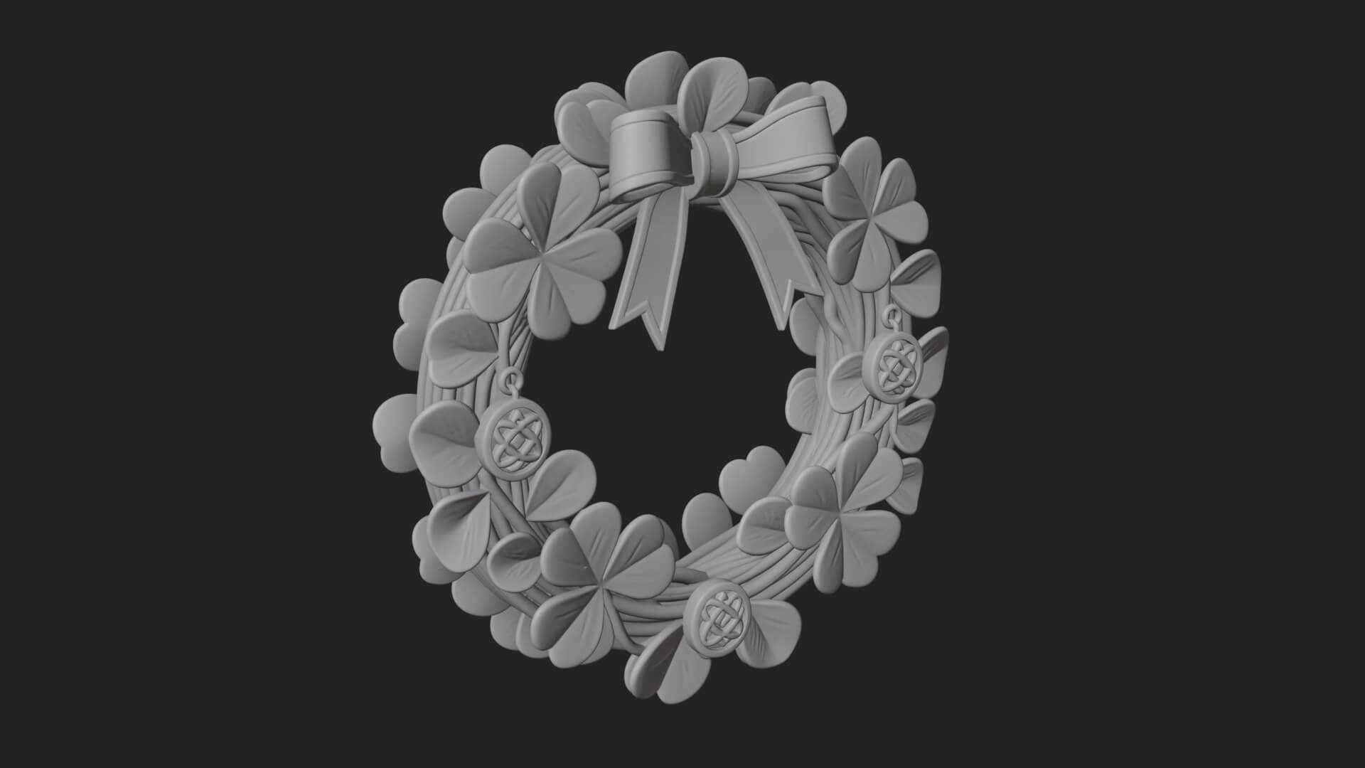 Shamrock Celtic Wreath Ornament Design 1 3D Print Model 3D Model