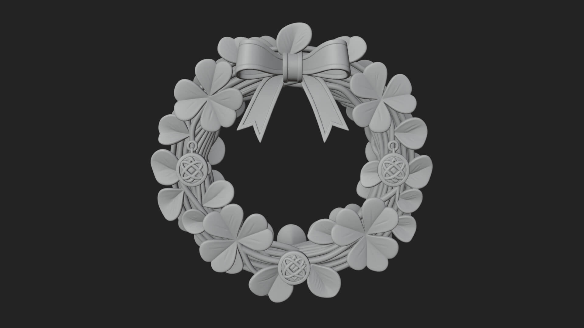 Shamrock Celtic Wreath Ornament Design 1 3D Print Model 3D Model