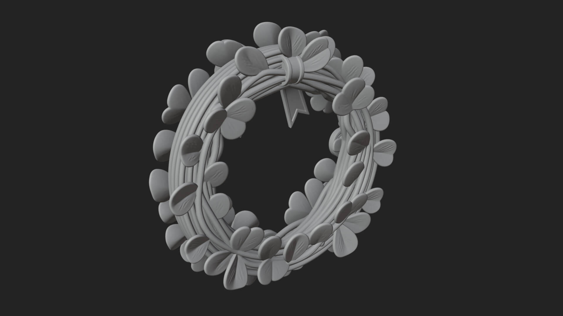 Shamrock Celtic Wreath Ornament Design 1 3D Print Model 3D Model