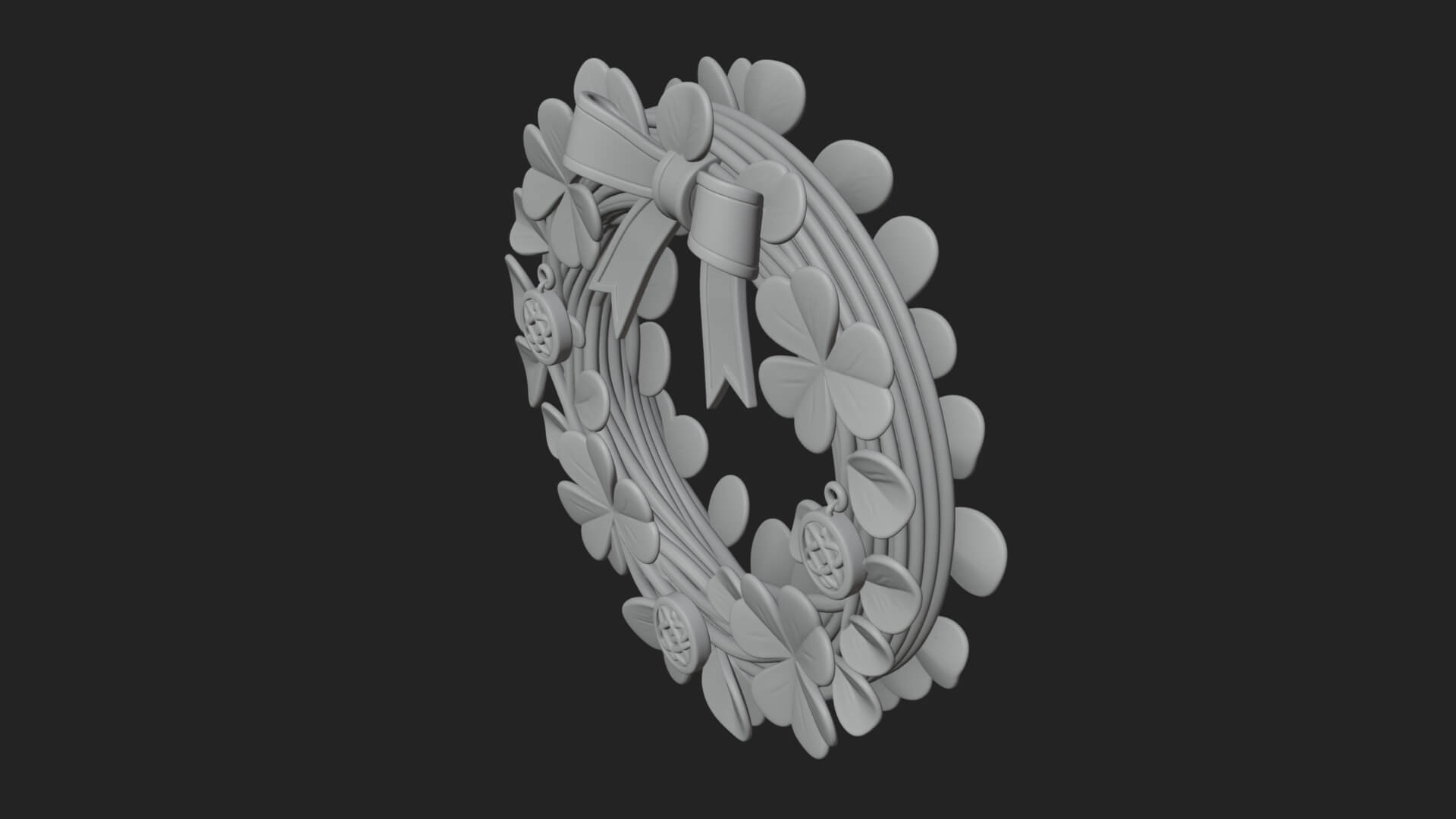 Shamrock Celtic Wreath Ornament Design 1 3D Print Model 3D Model