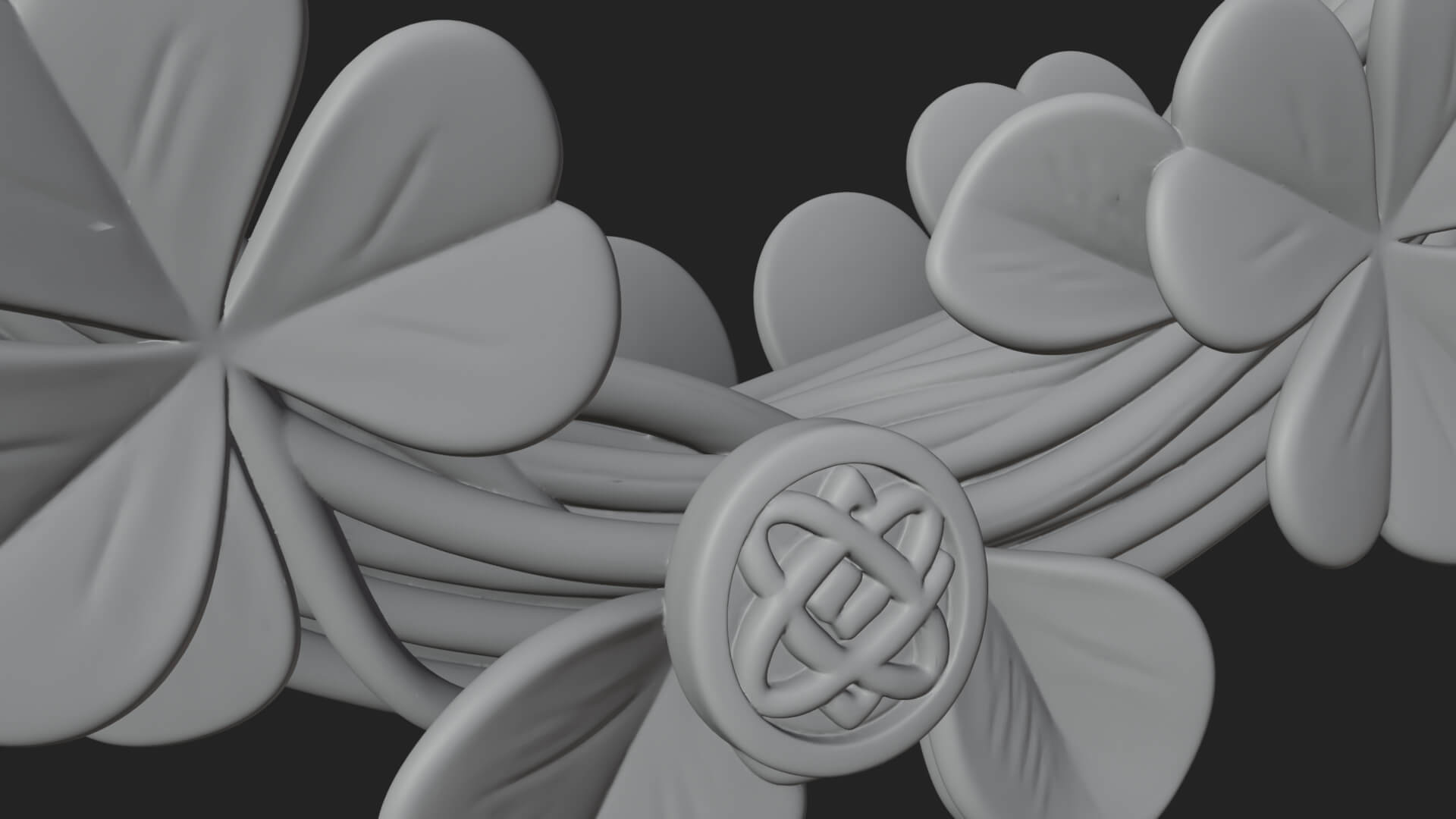 Shamrock Celtic Wreath Ornament Design 1 3D Print Model 3D Model
