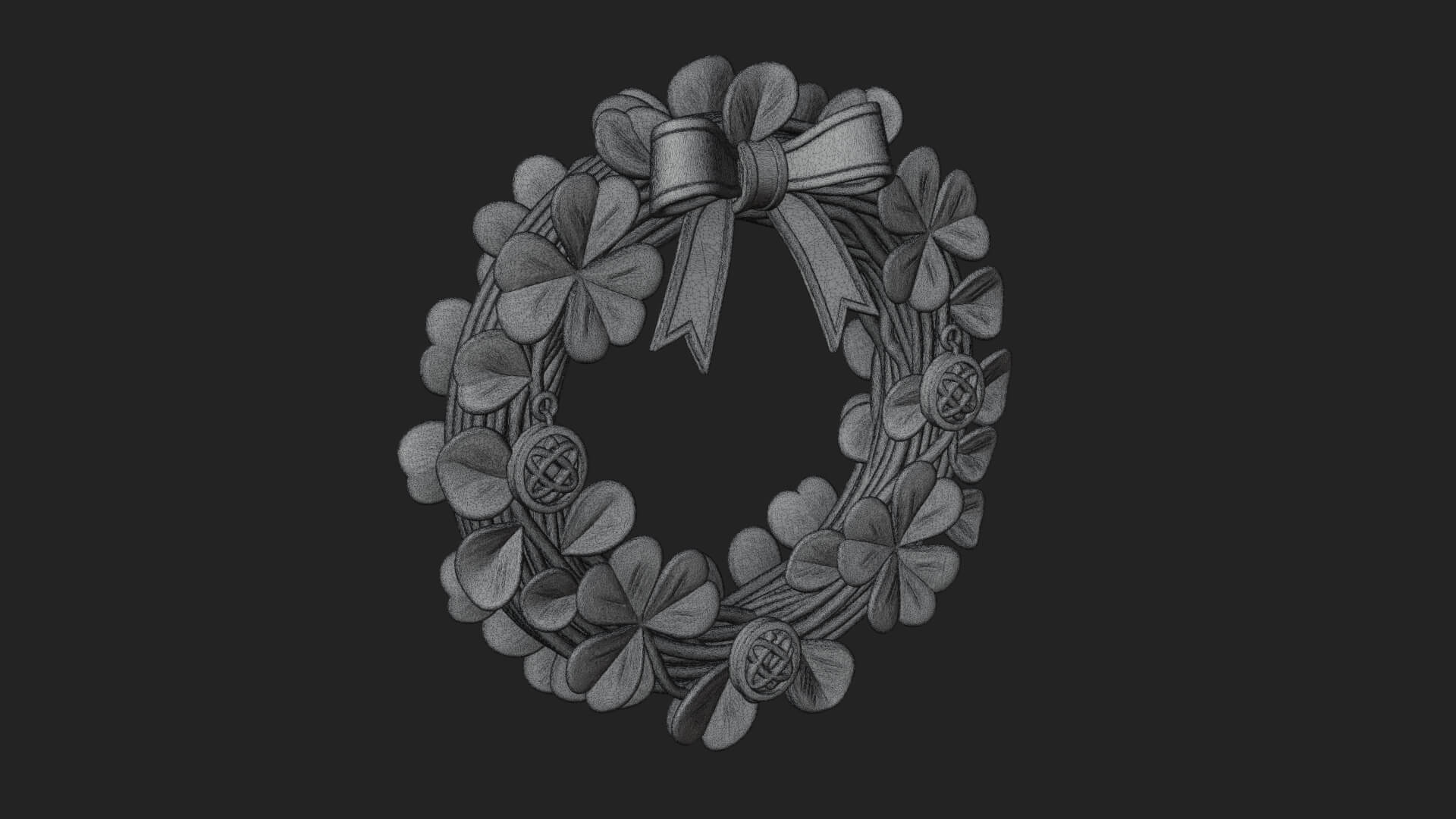 Shamrock Celtic Wreath Ornament Design 1 3D Print Model 3D Model