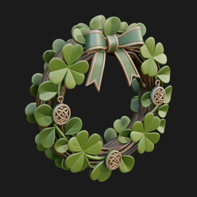 Shamrock Celtic Wreath Ornament Design 1 3D Print Model