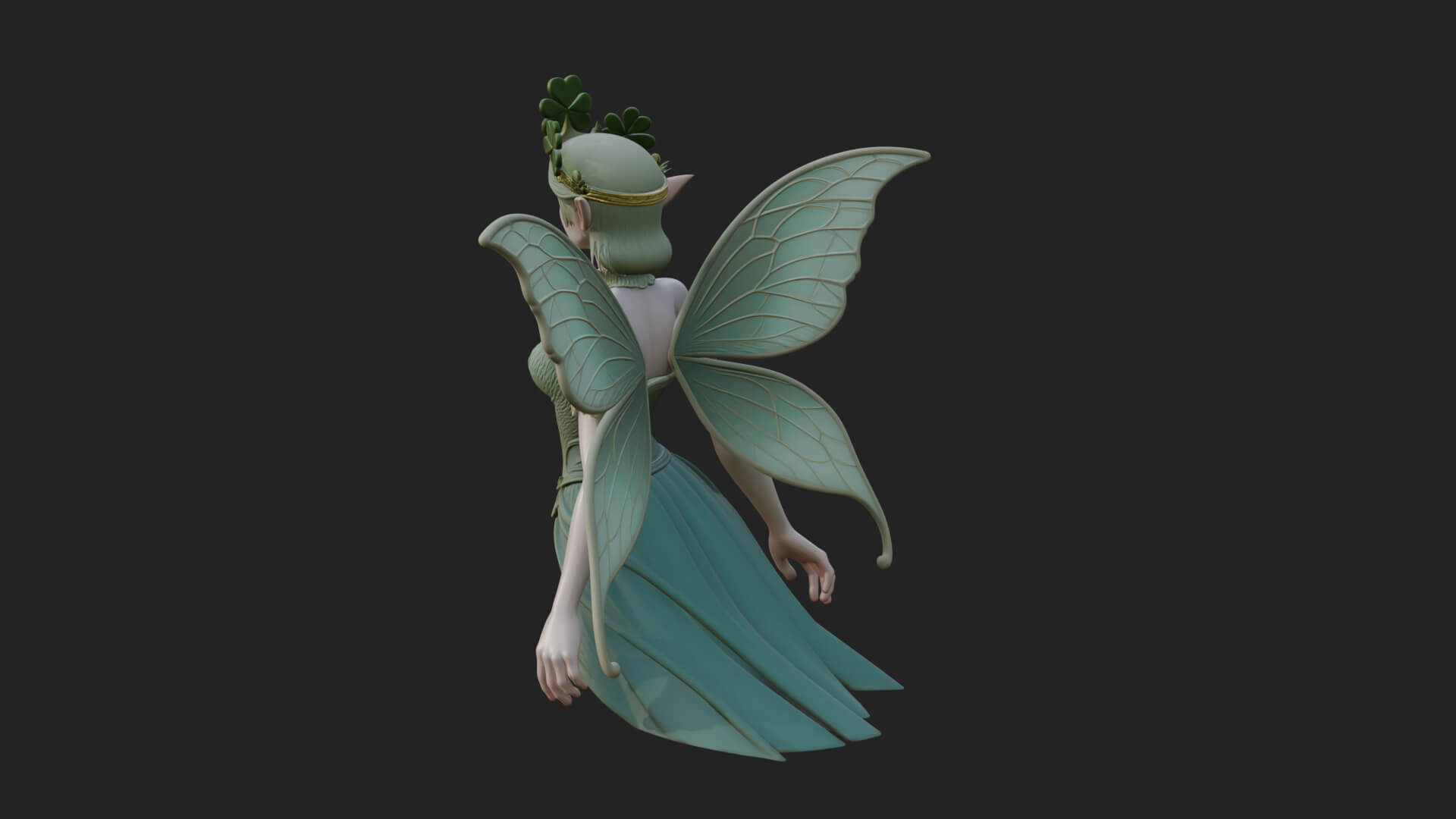Shamrock Crown Fairy Statue Design 1 3D Print Model 3D Model