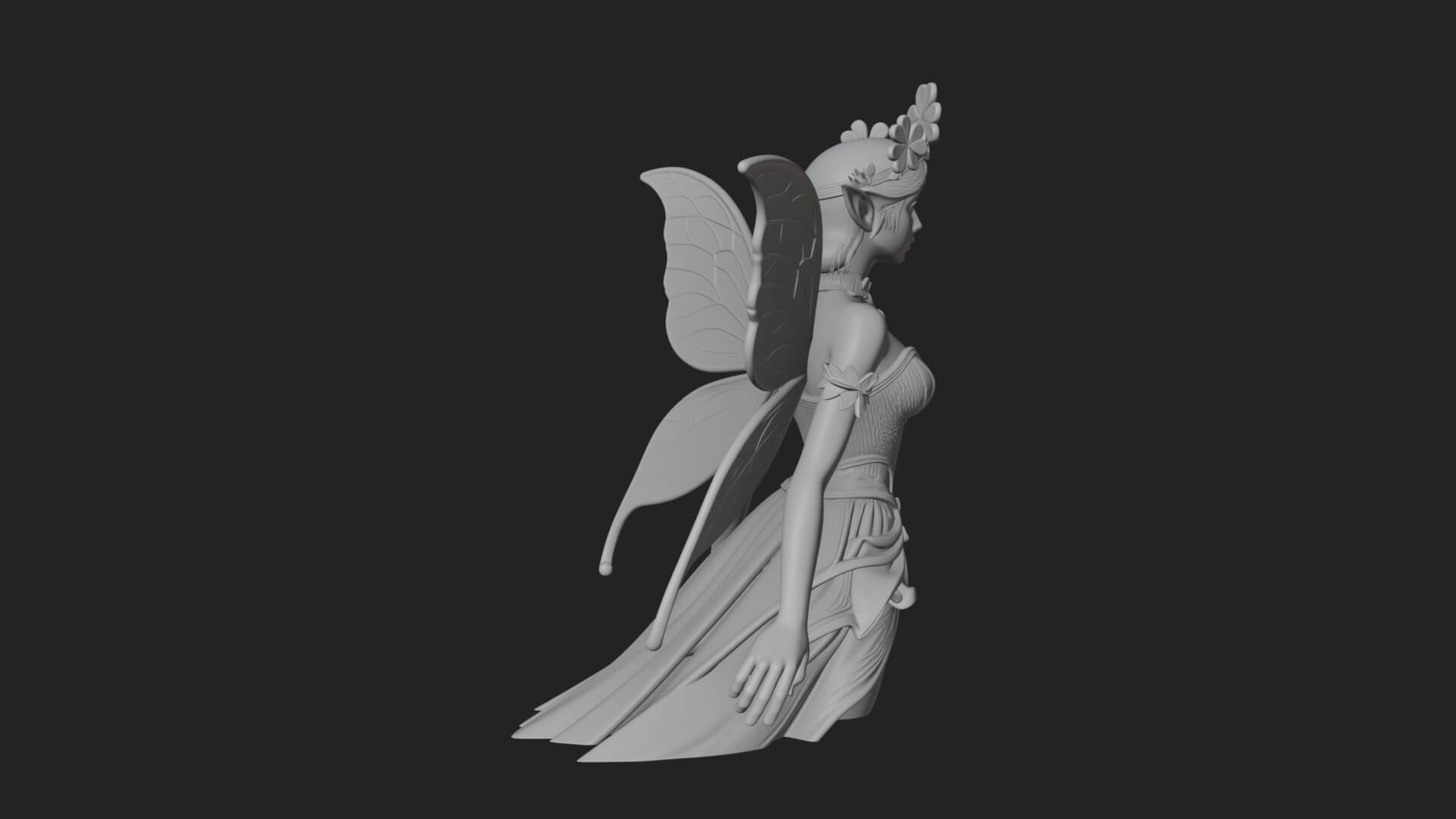 Shamrock Crown Fairy Statue Design 1 3D Print Model 3D Model