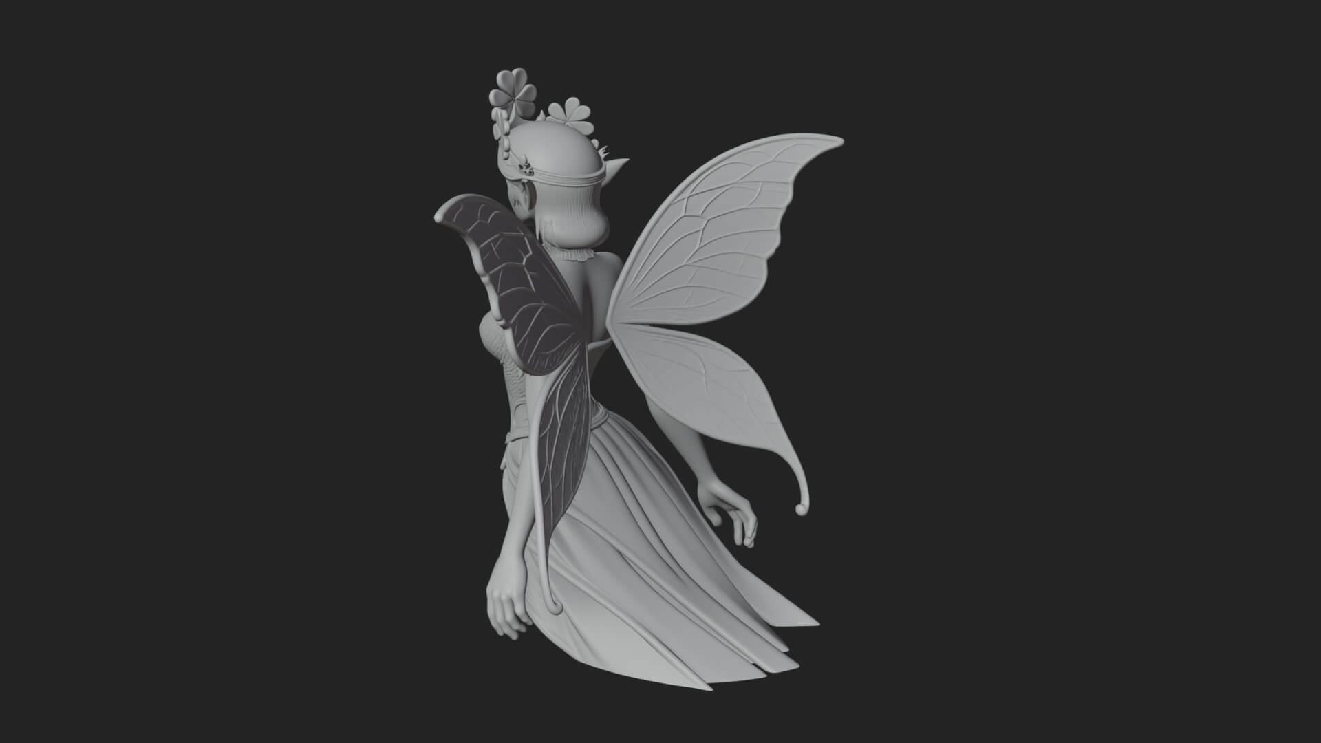 Shamrock Crown Fairy Statue Design 1 3D Print Model 3D Model