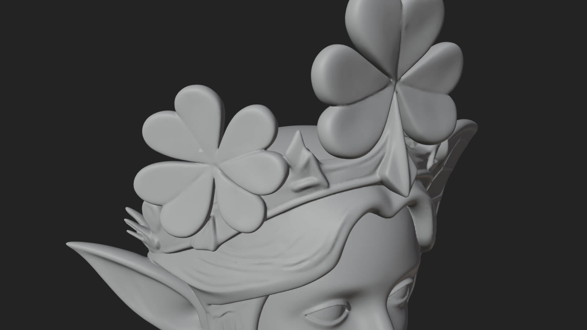 Shamrock Crown Fairy Statue Design 1 3D Print Model 3D Model