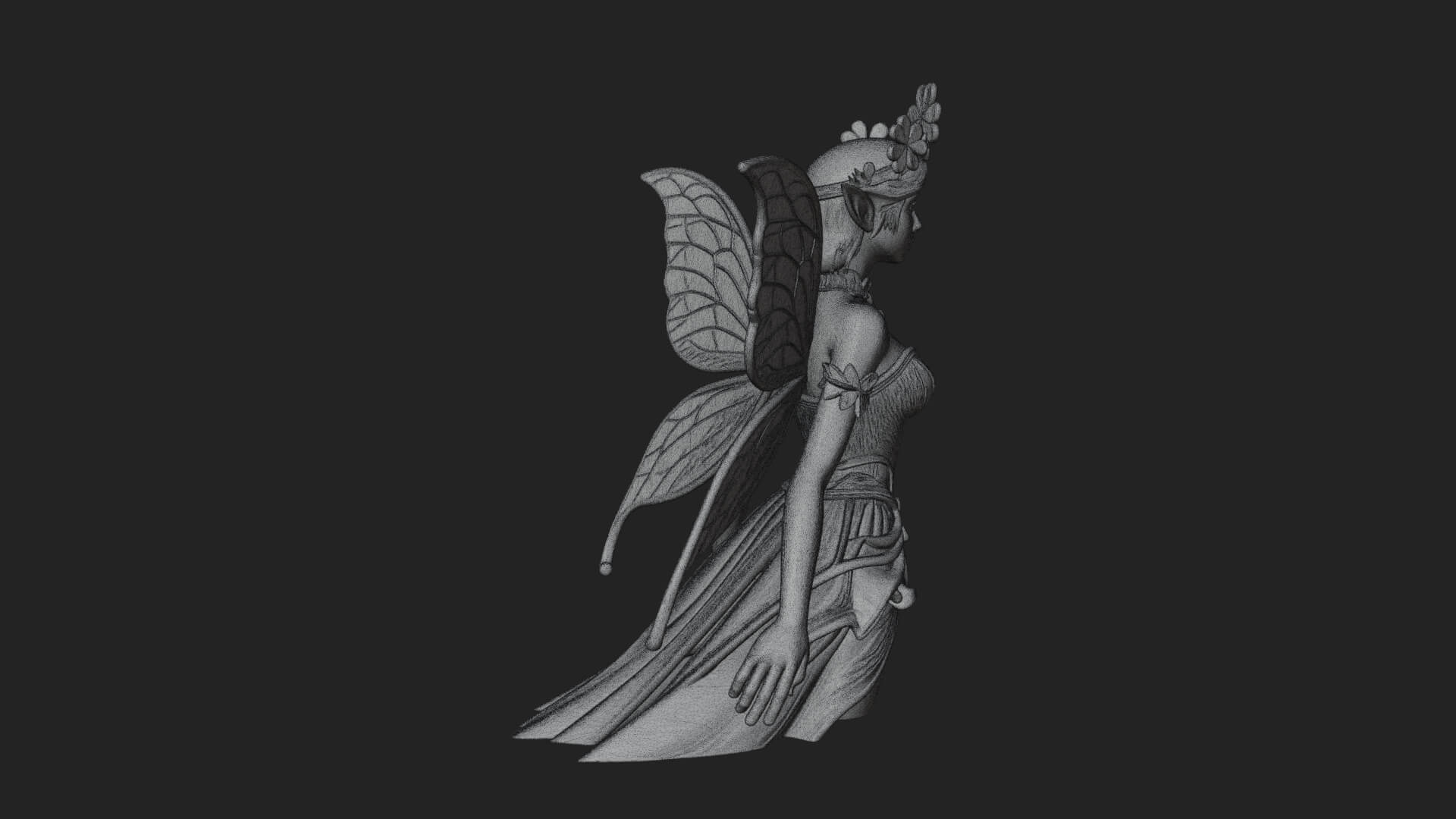 Shamrock Crown Fairy Statue Design 1 3D Print Model 3D Model