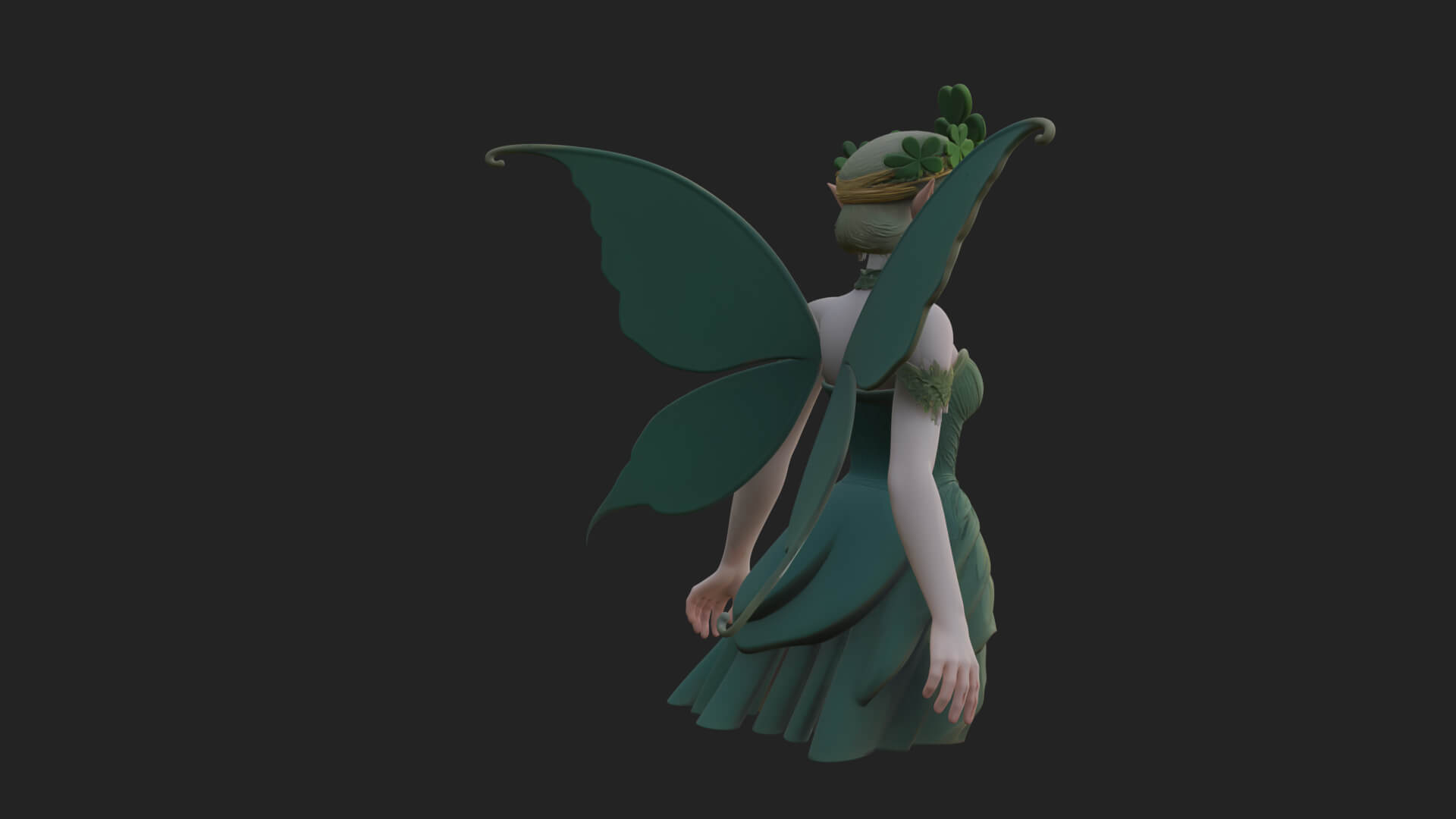 Shamrock Crown Fairy Statue Design 2 3D Print Model 3D Model