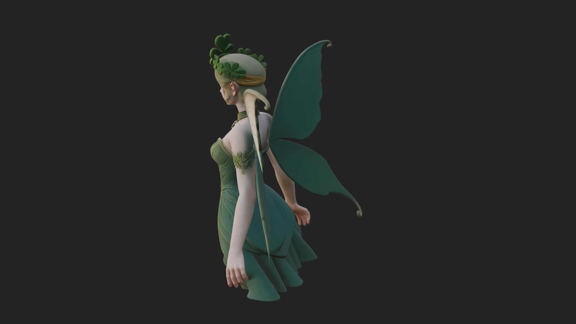 Shamrock Crown Fairy Statue Design 2 3D Print Model 3D Model