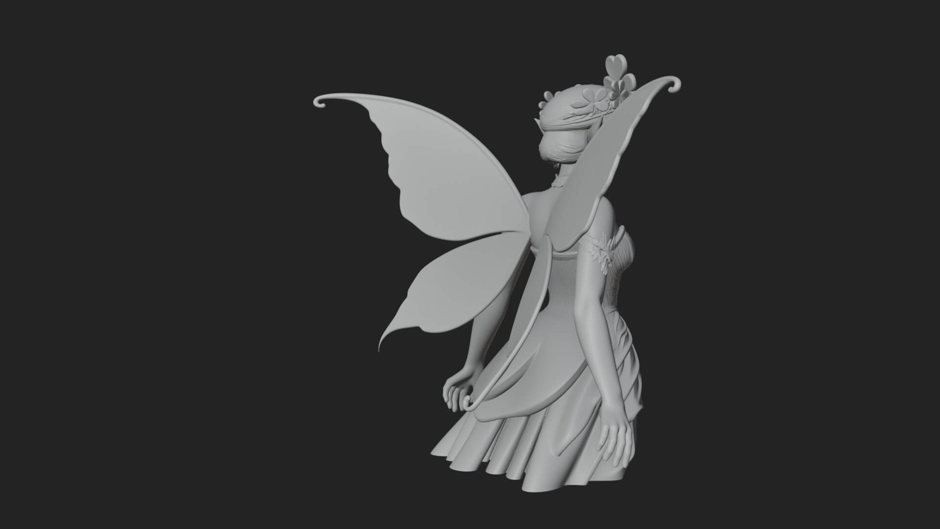 Shamrock Crown Fairy Statue Design 2 3D Print Model 3D Model