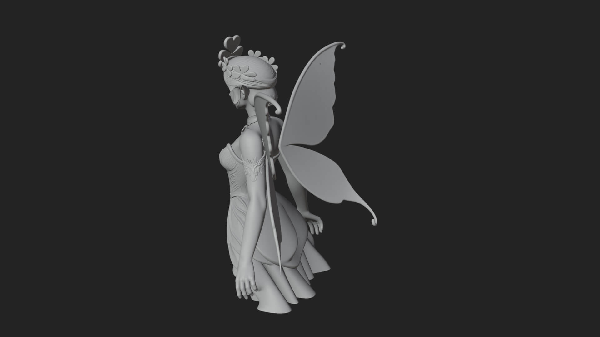 Shamrock Crown Fairy Statue Design 2 3D Print Model 3D Model