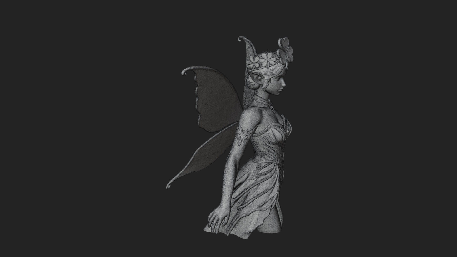 Shamrock Crown Fairy Statue Design 2 3D Print Model 3D Model