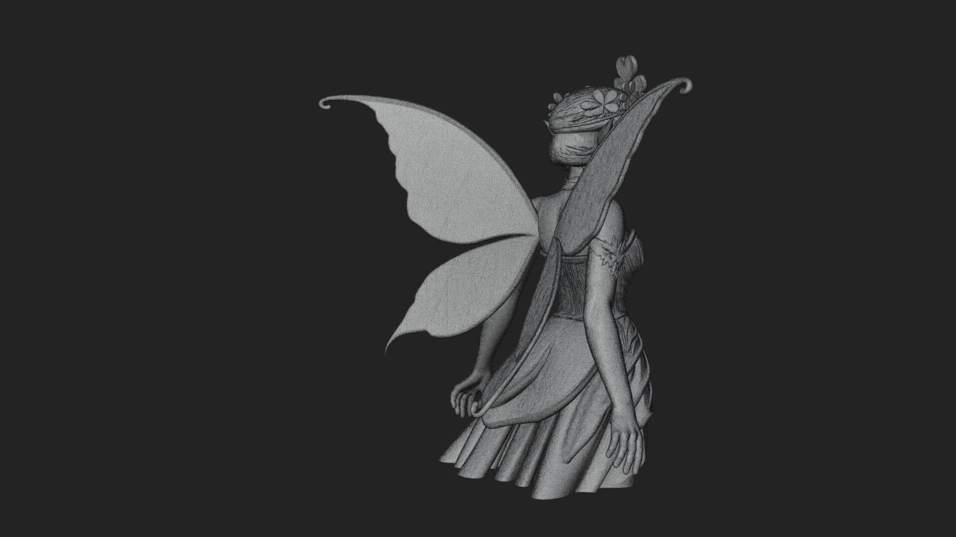 Shamrock Crown Fairy Statue Design 2 3D Print Model 3D Model