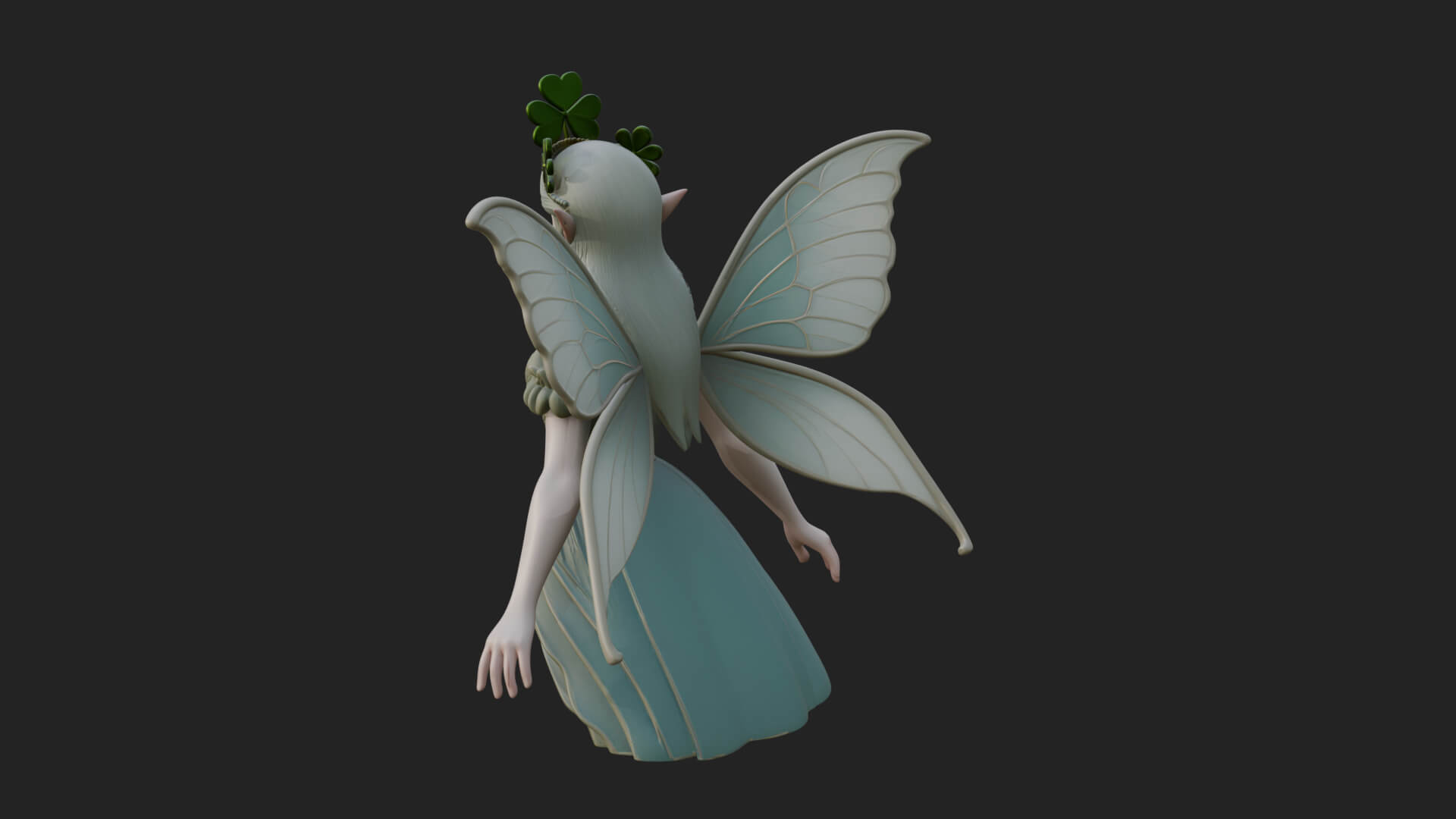 Shamrock Crown Fairy Statue Design 3 3D Print Model 3D Model