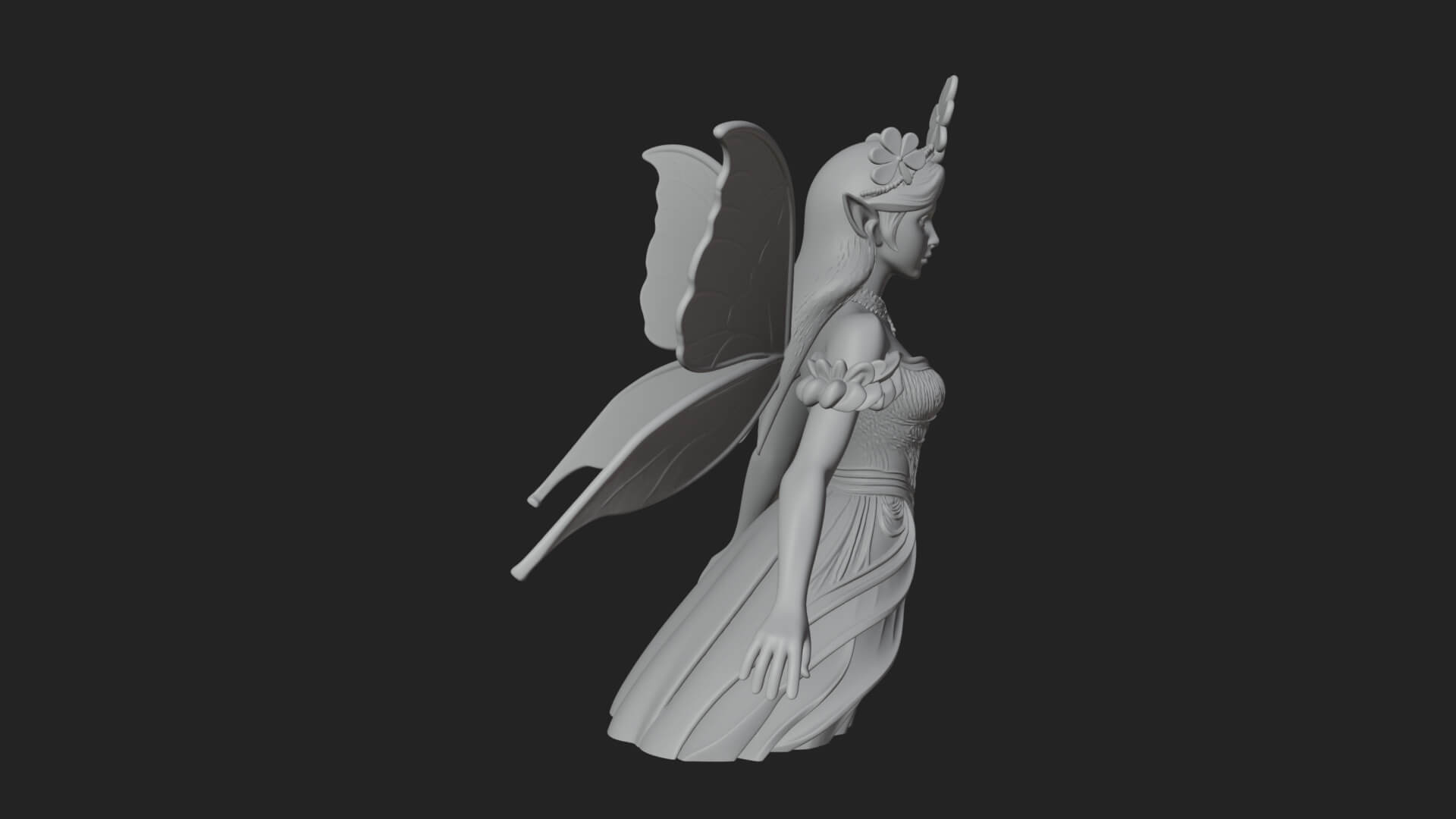Shamrock Crown Fairy Statue Design 3 3D Print Model 3D Model