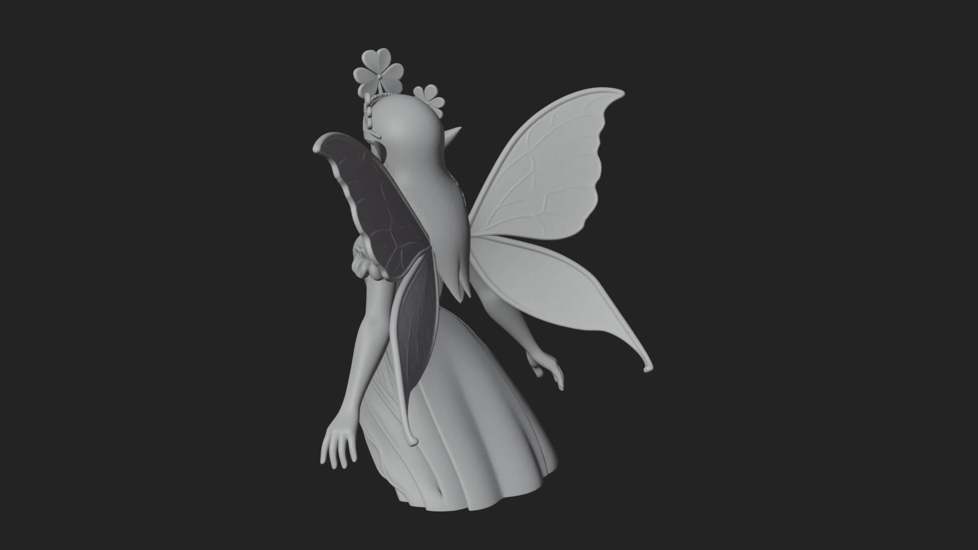 Shamrock Crown Fairy Statue Design 3 3D Print Model 3D Model