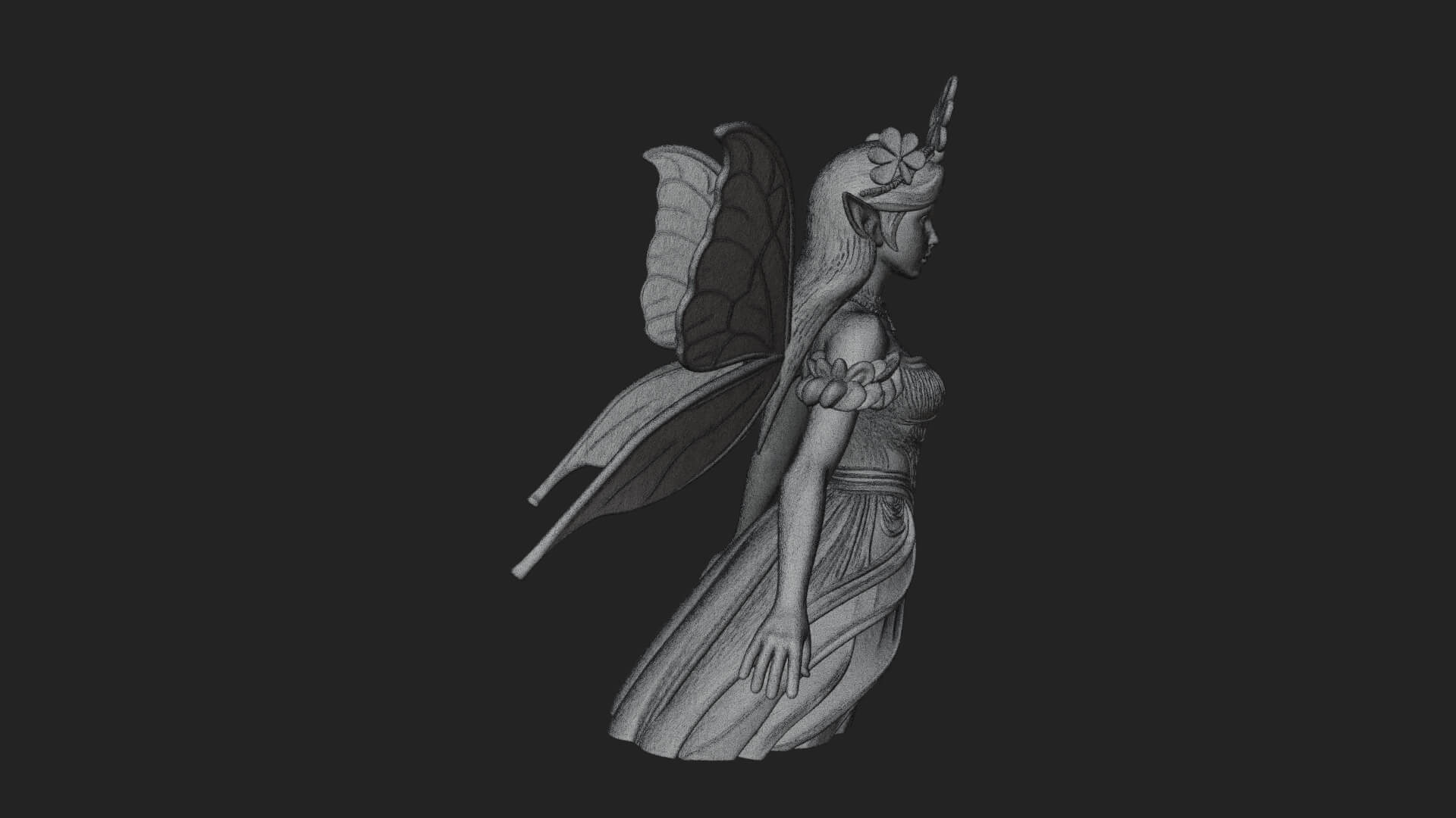 Shamrock Crown Fairy Statue Design 3 3D Print Model 3D Model