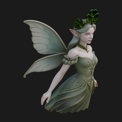 Shamrock Crown Fairy Statue Design 3 3D Print Model