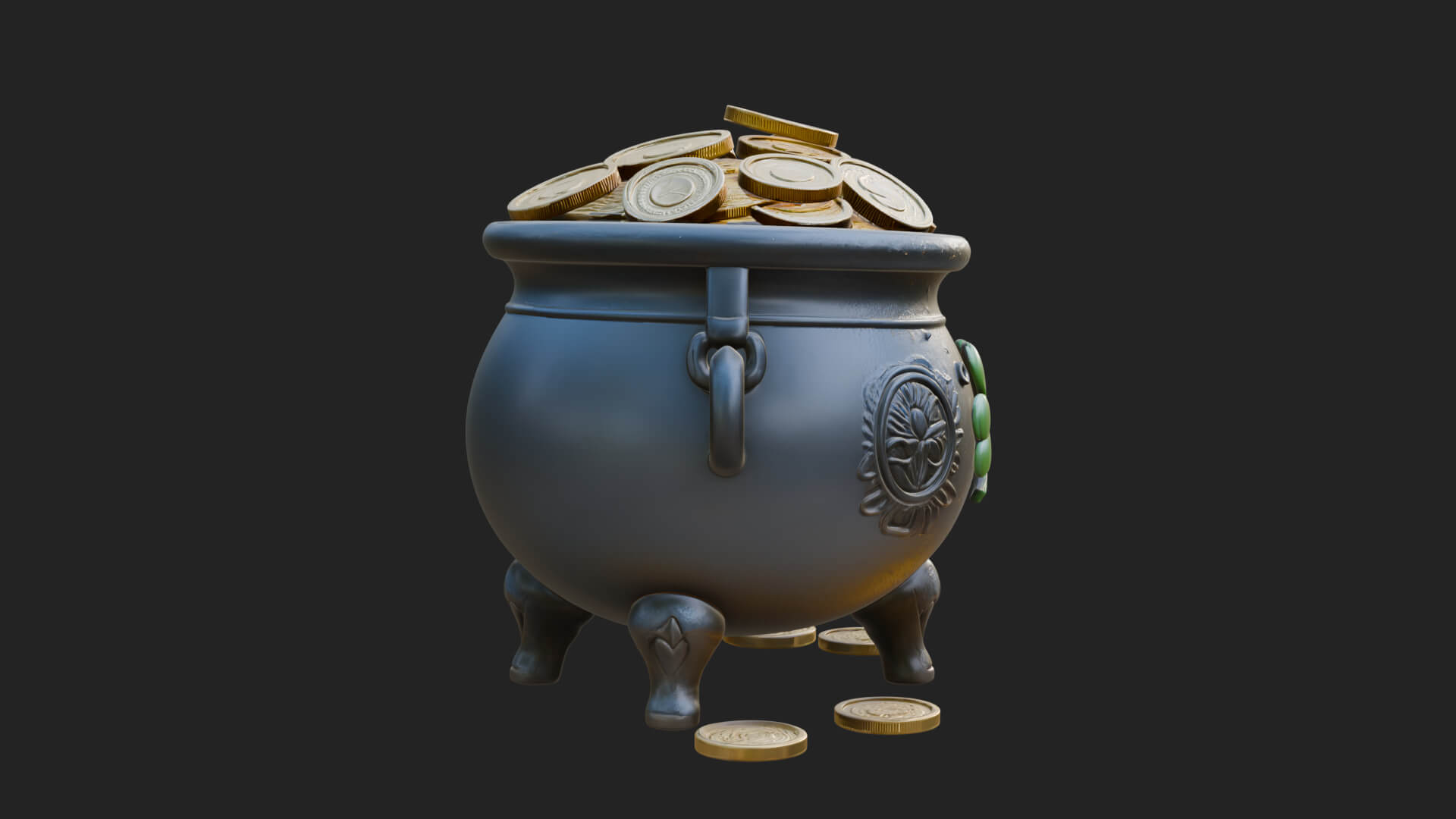 Shamrock Gold Coin Pot Model Design 1 3D Print Model 3D Model