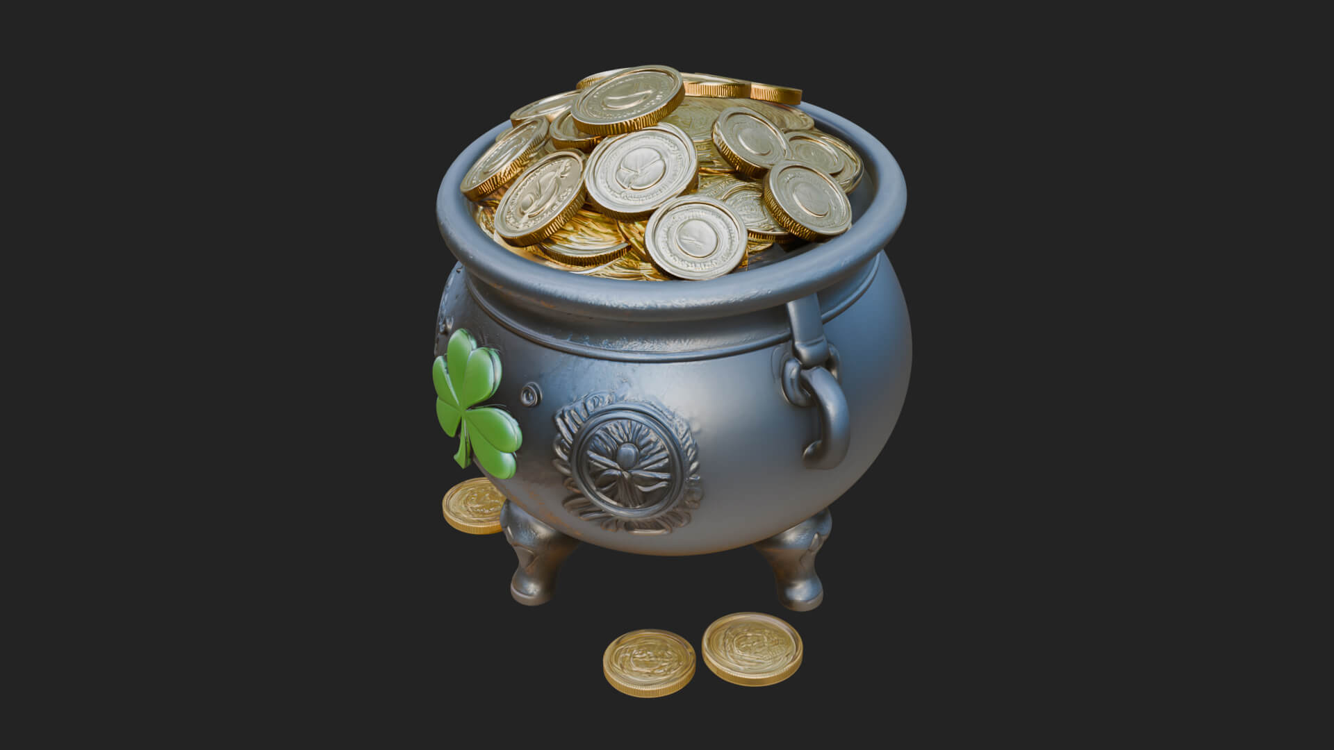 Shamrock Gold Coin Pot Model Design 1 3D Print Model 3D Model