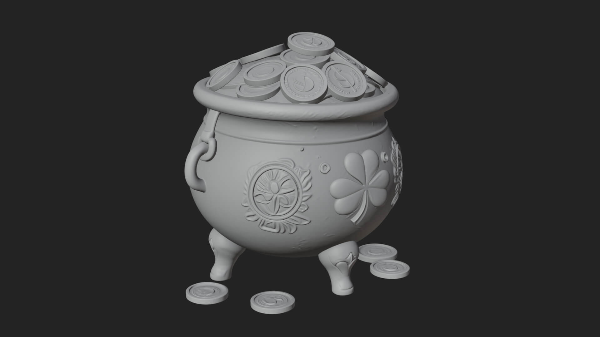 Shamrock Gold Coin Pot Model Design 1 3D Print Model 3D Model