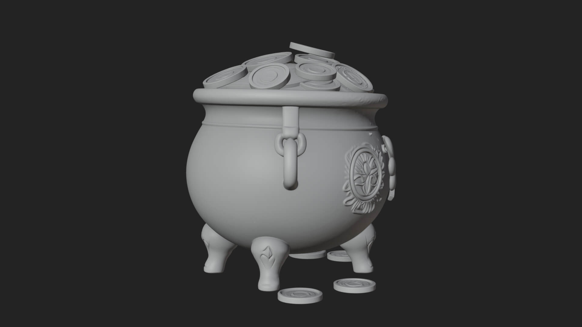 Shamrock Gold Coin Pot Model Design 1 3D Print Model 3D Model