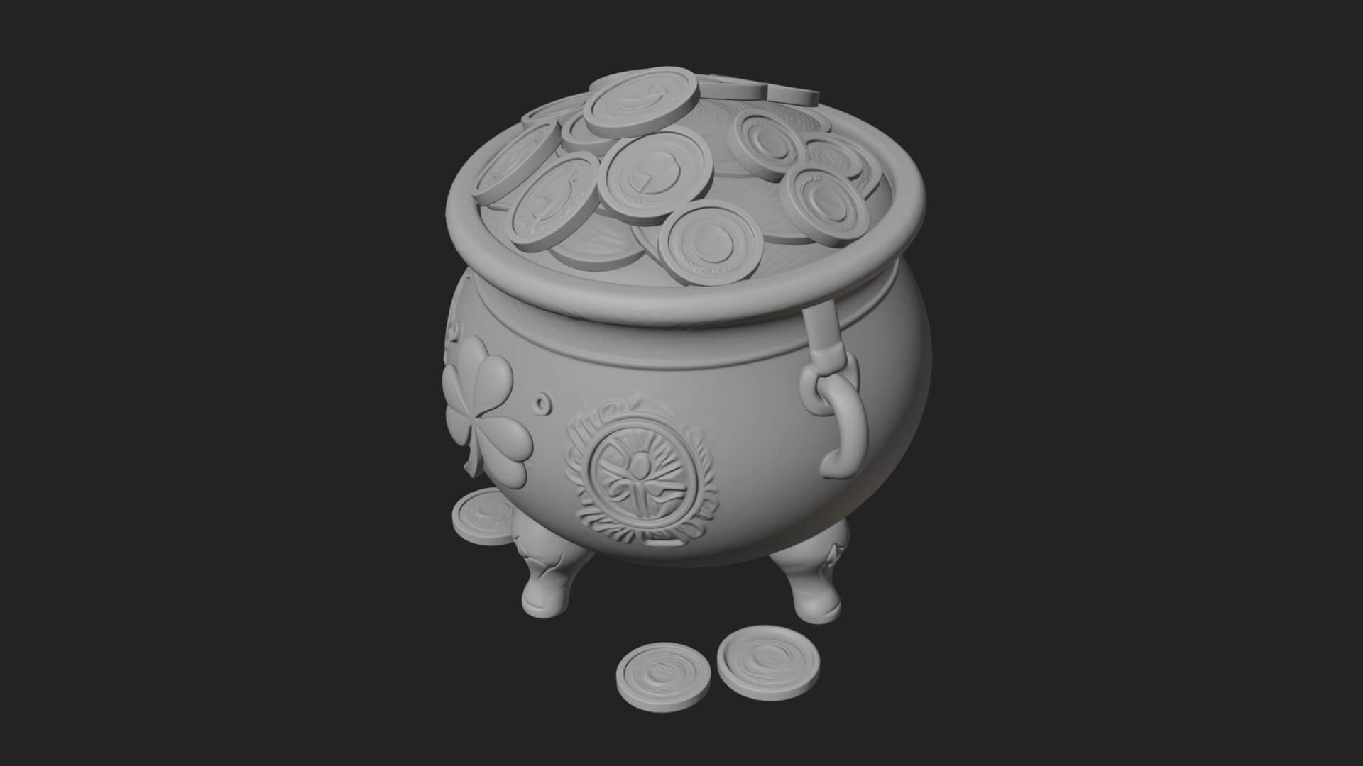 Shamrock Gold Coin Pot Model Design 1 3D Print Model 3D Model