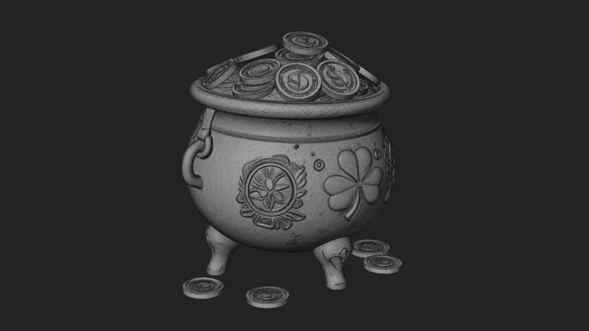 Shamrock Gold Coin Pot Model Design 1 3D Print Model 3D Model