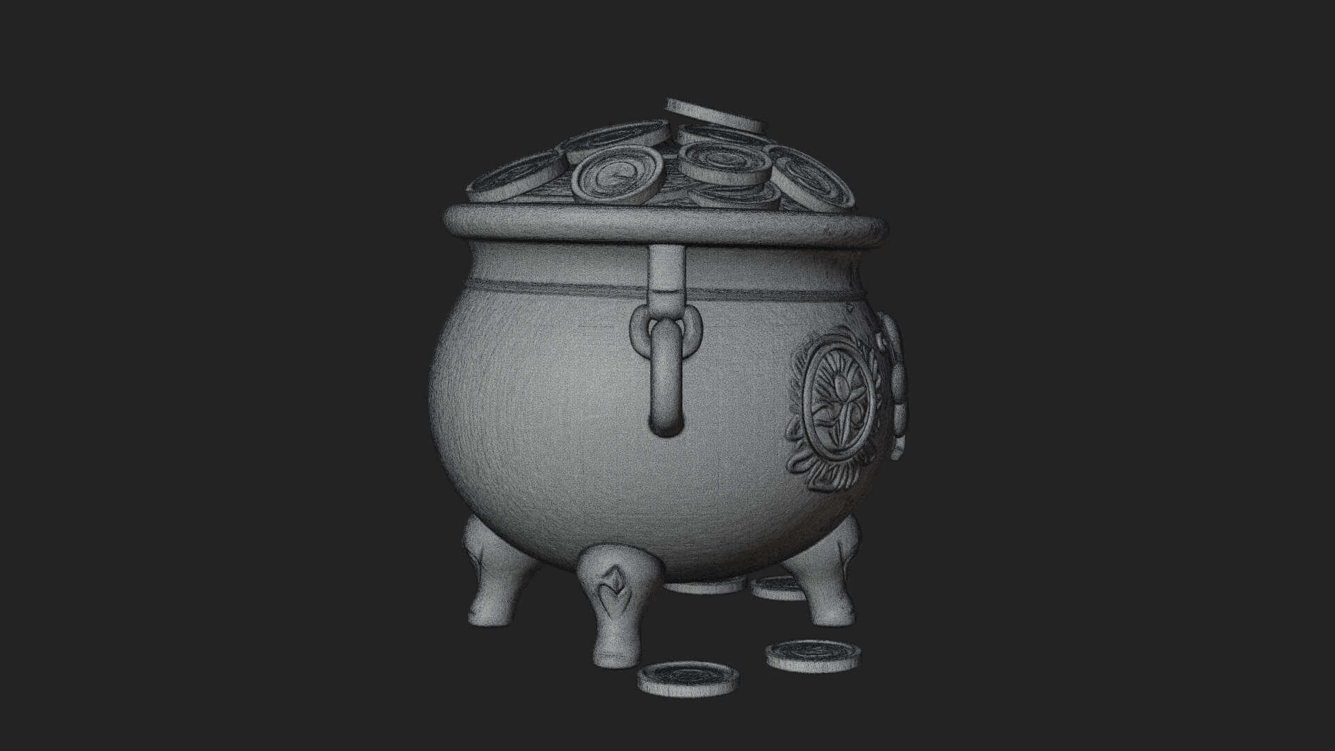 Shamrock Gold Coin Pot Model Design 1 3D Print Model 3D Model