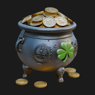 Shamrock Gold Coin Pot Model Design 1 3D Print Model