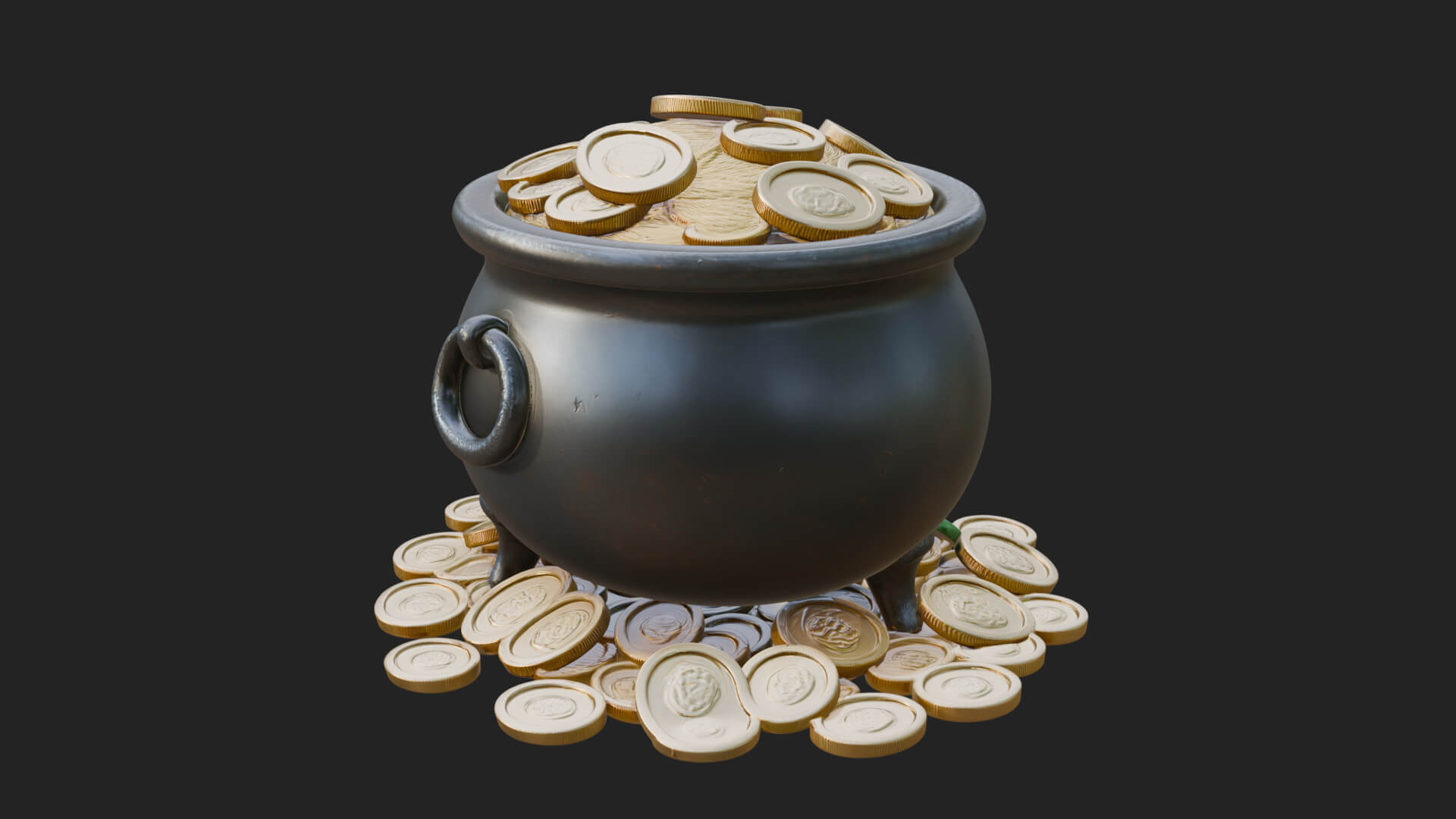 Shamrock Gold Coin Pot Model Design 2 3D Print Model 3D Model