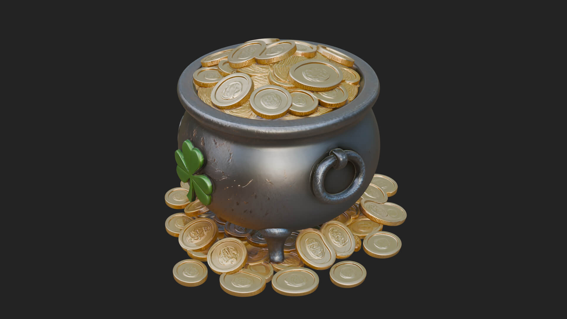 Shamrock Gold Coin Pot Model Design 2 3D Print Model 3D Model