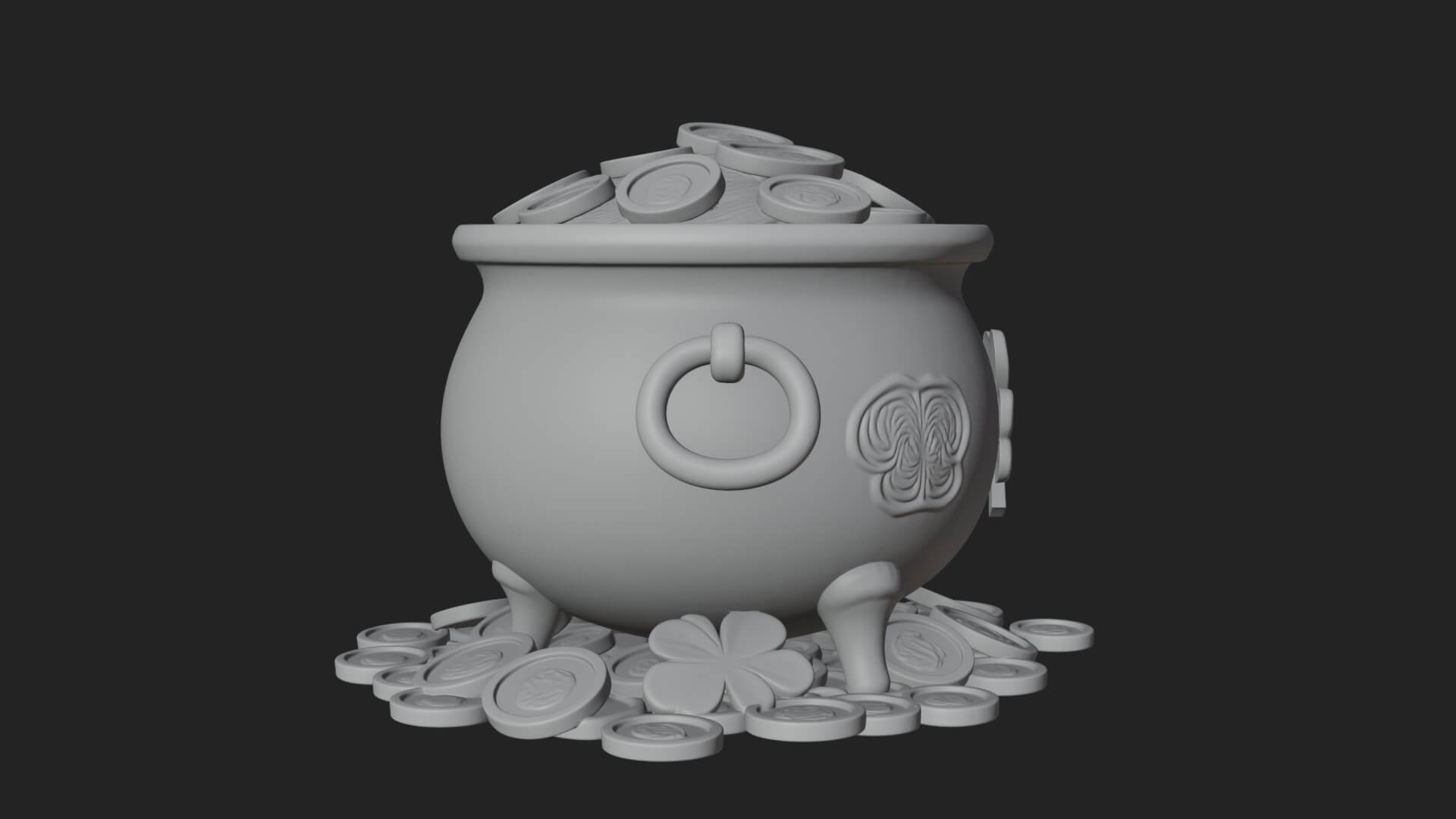 Shamrock Gold Coin Pot Model Design 2 3D Print Model 3D Model
