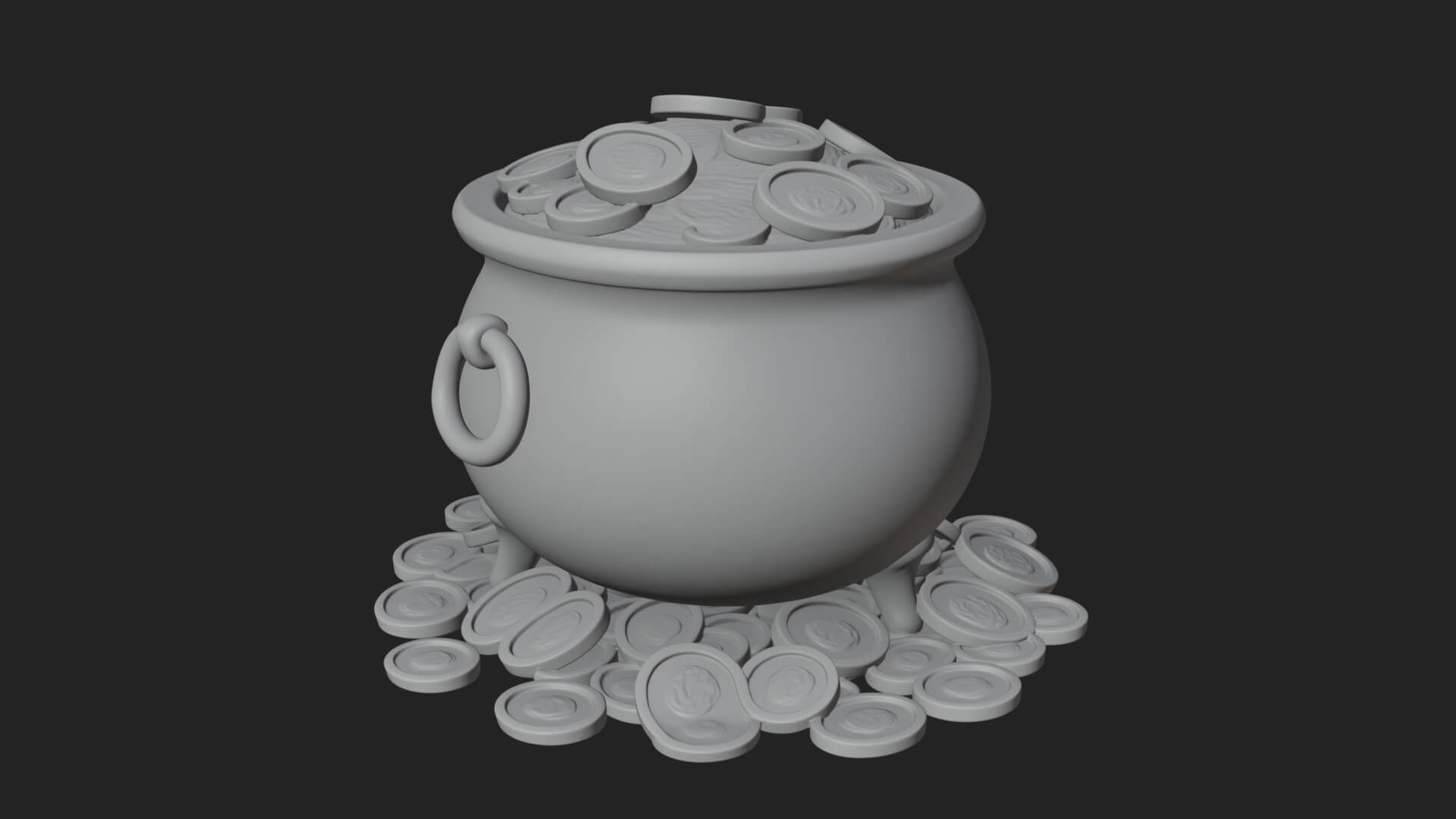 Shamrock Gold Coin Pot Model Design 2 3D Print Model 3D Model