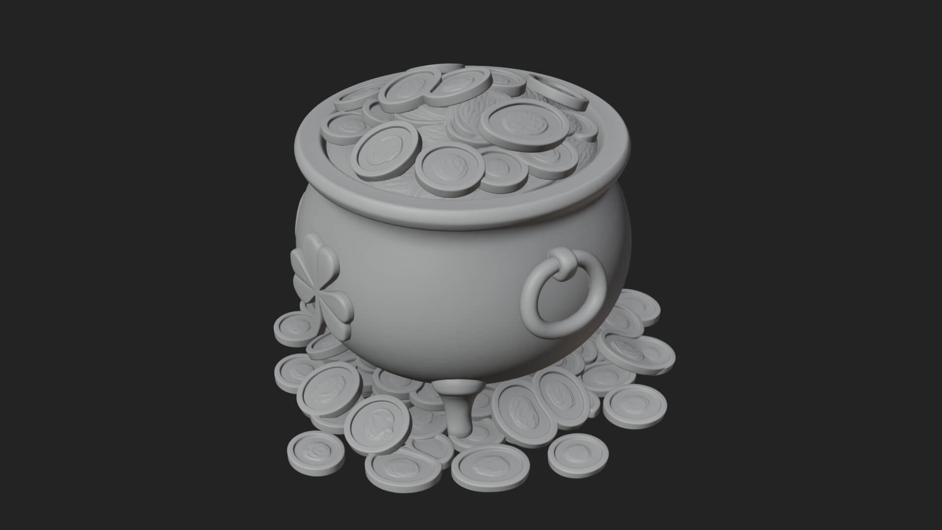 Shamrock Gold Coin Pot Model Design 2 3D Print Model 3D Model