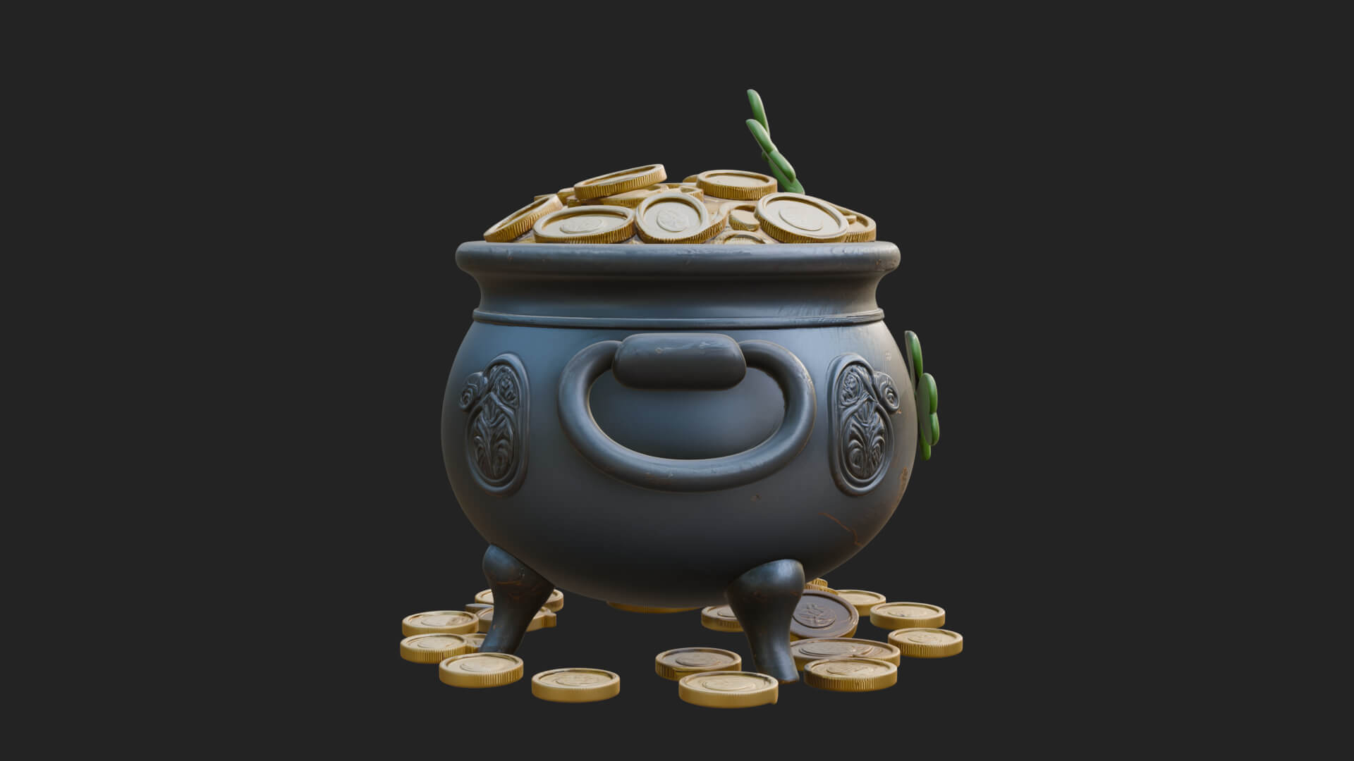 Shamrock Gold Coin Pot Model Design 3 3D Print Model 3D Model