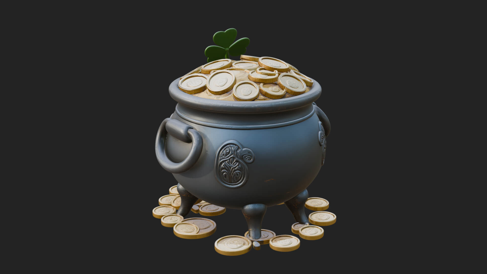 Shamrock Gold Coin Pot Model Design 3 3D Print Model 3D Model