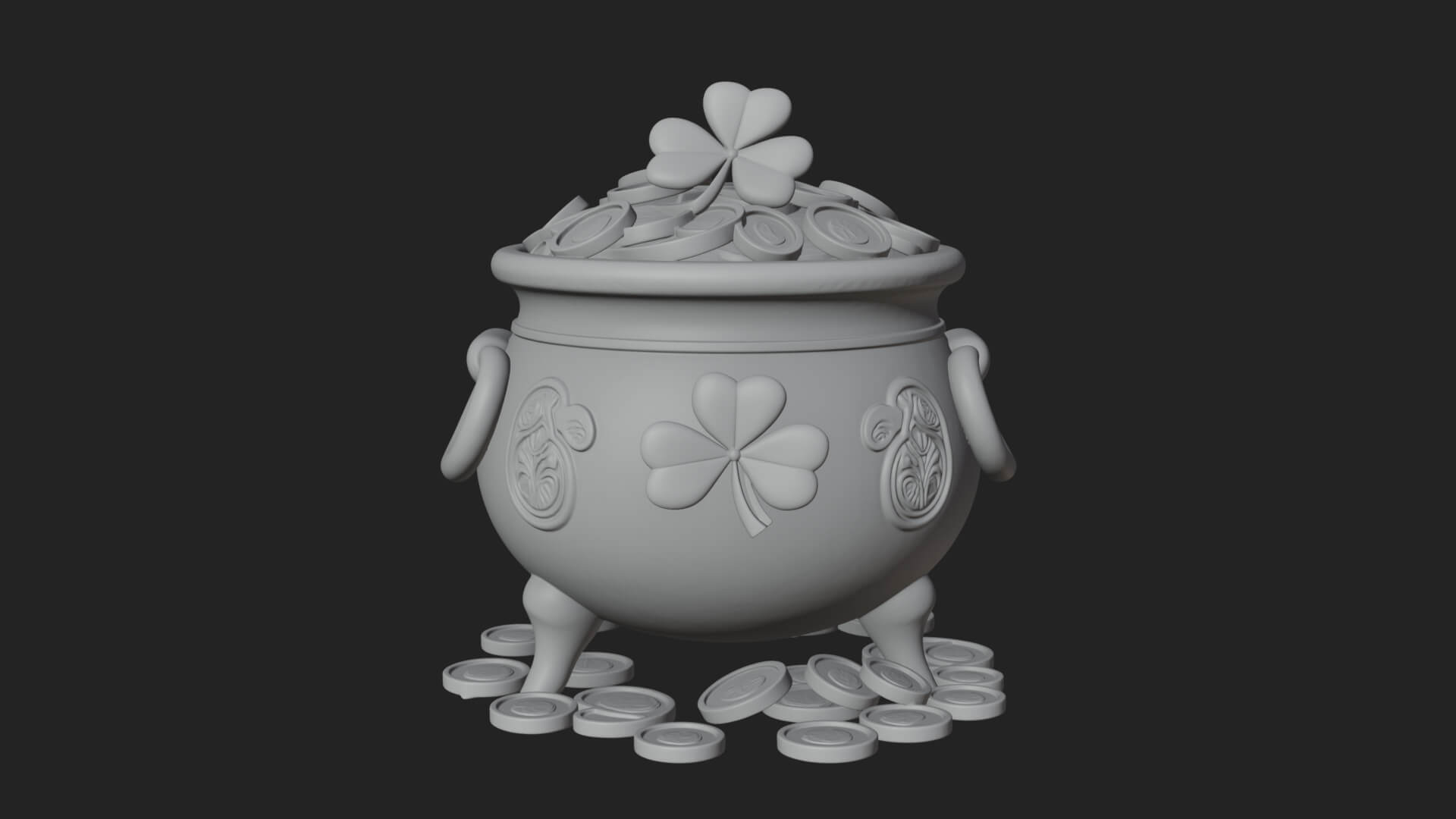 Shamrock Gold Coin Pot Model Design 3 3D Print Model 3D Model
