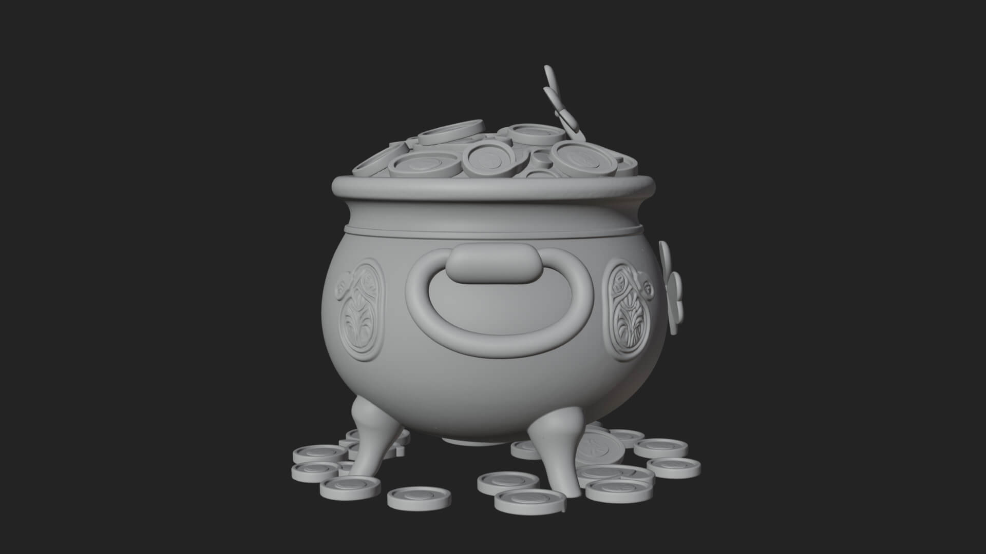 Shamrock Gold Coin Pot Model Design 3 3D Print Model 3D Model