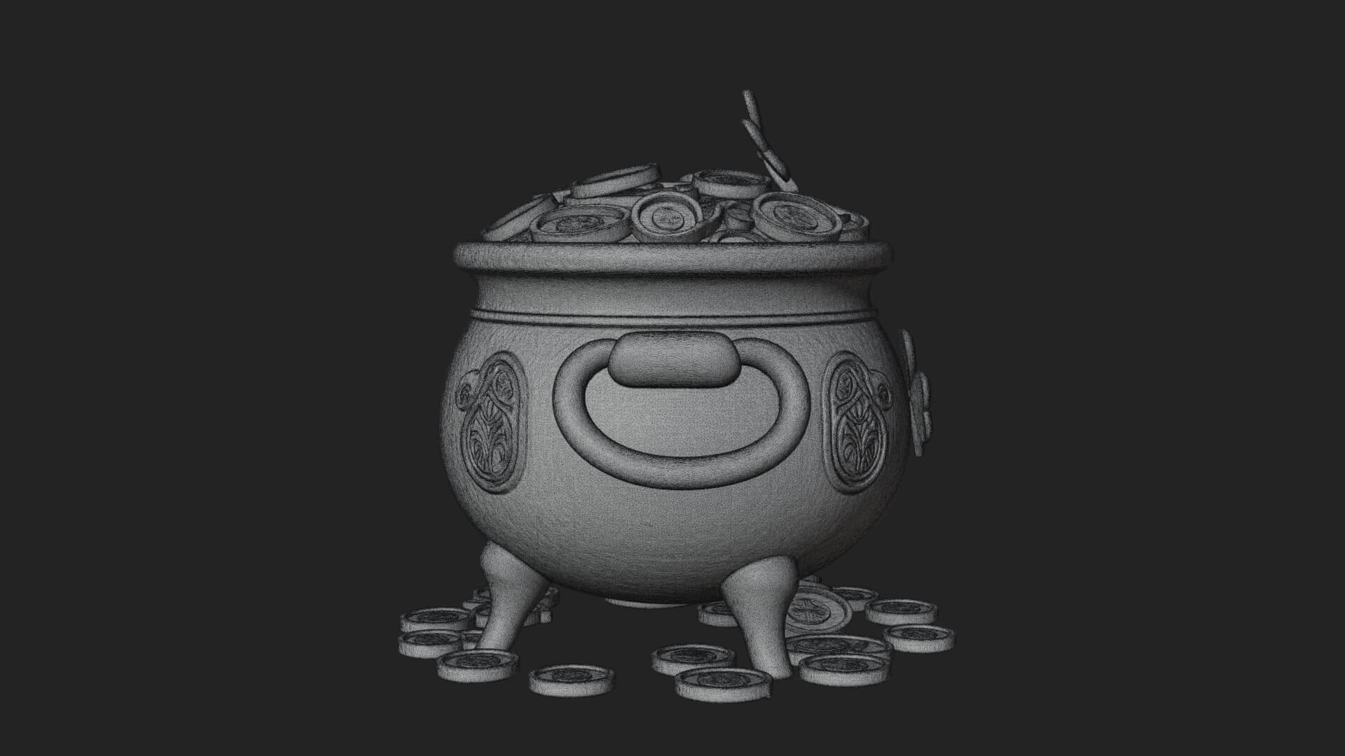 Shamrock Gold Coin Pot Model Design 3 3D Print Model 3D Model