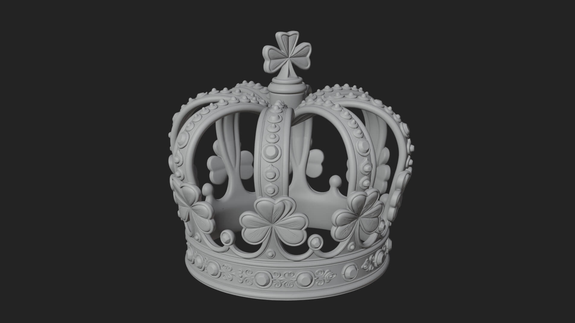Shamrock Jeweled Crown Ornament Design 1 3D Print Model 3D Model