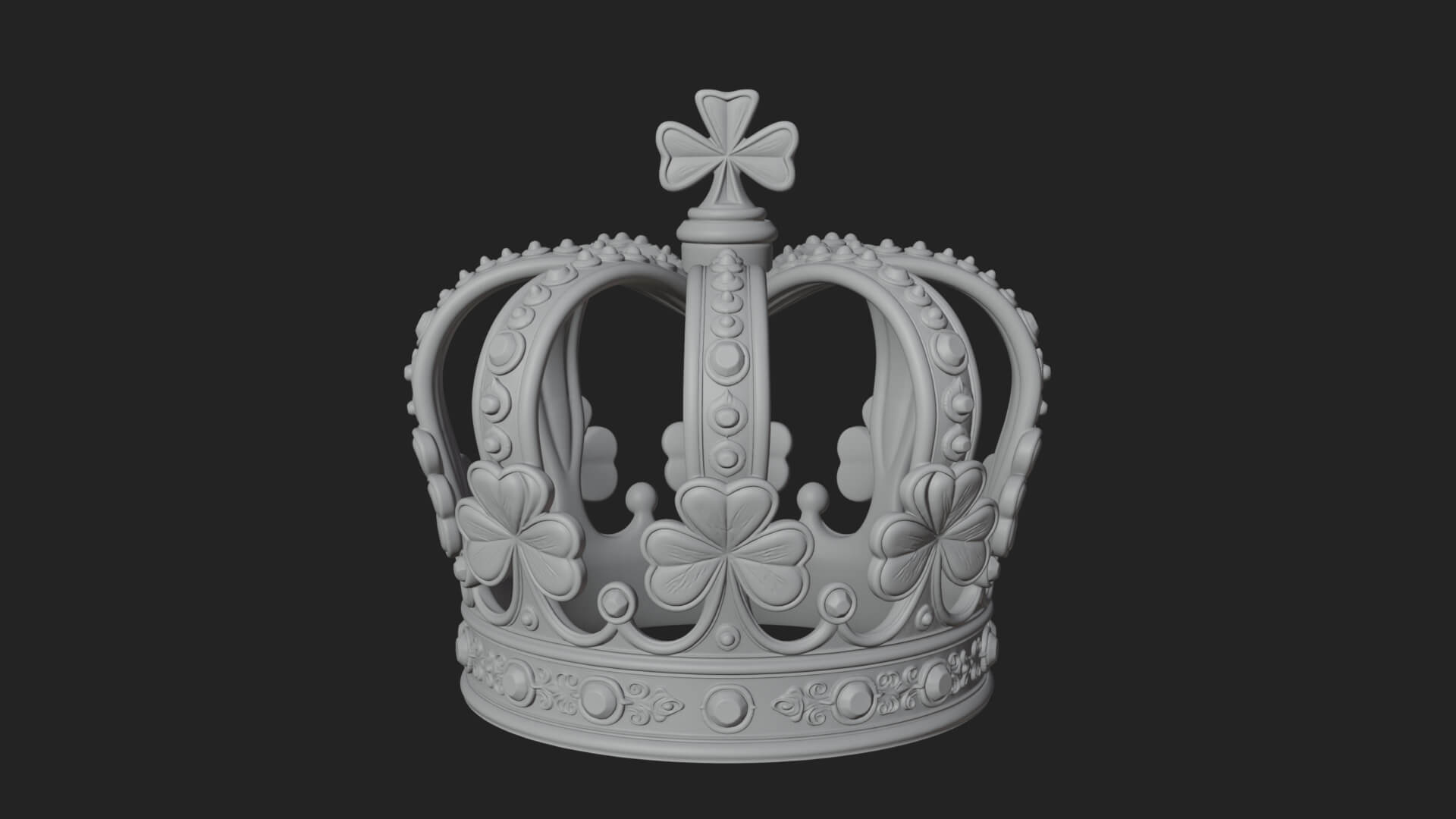 Shamrock Jeweled Crown Ornament Design 1 3D Print Model 3D Model