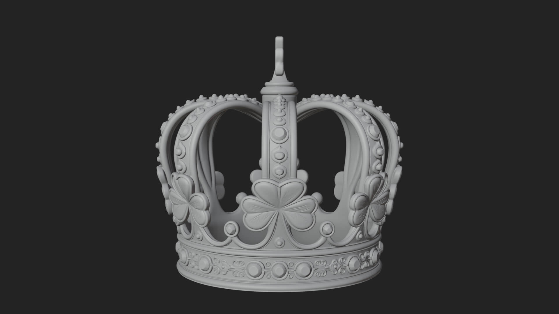 Shamrock Jeweled Crown Ornament Design 1 3D Print Model 3D Model