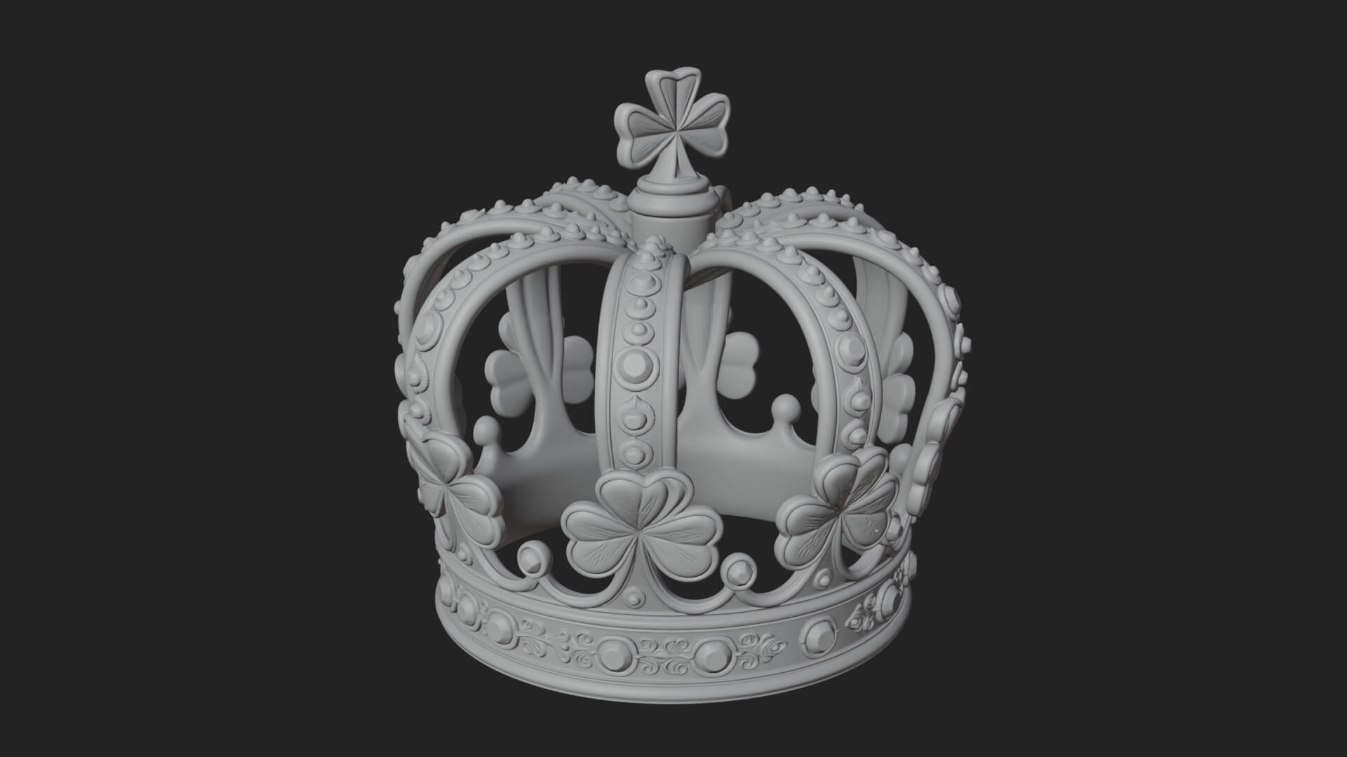 Shamrock Jeweled Crown Ornament Design 1 3D Print Model 3D Model
