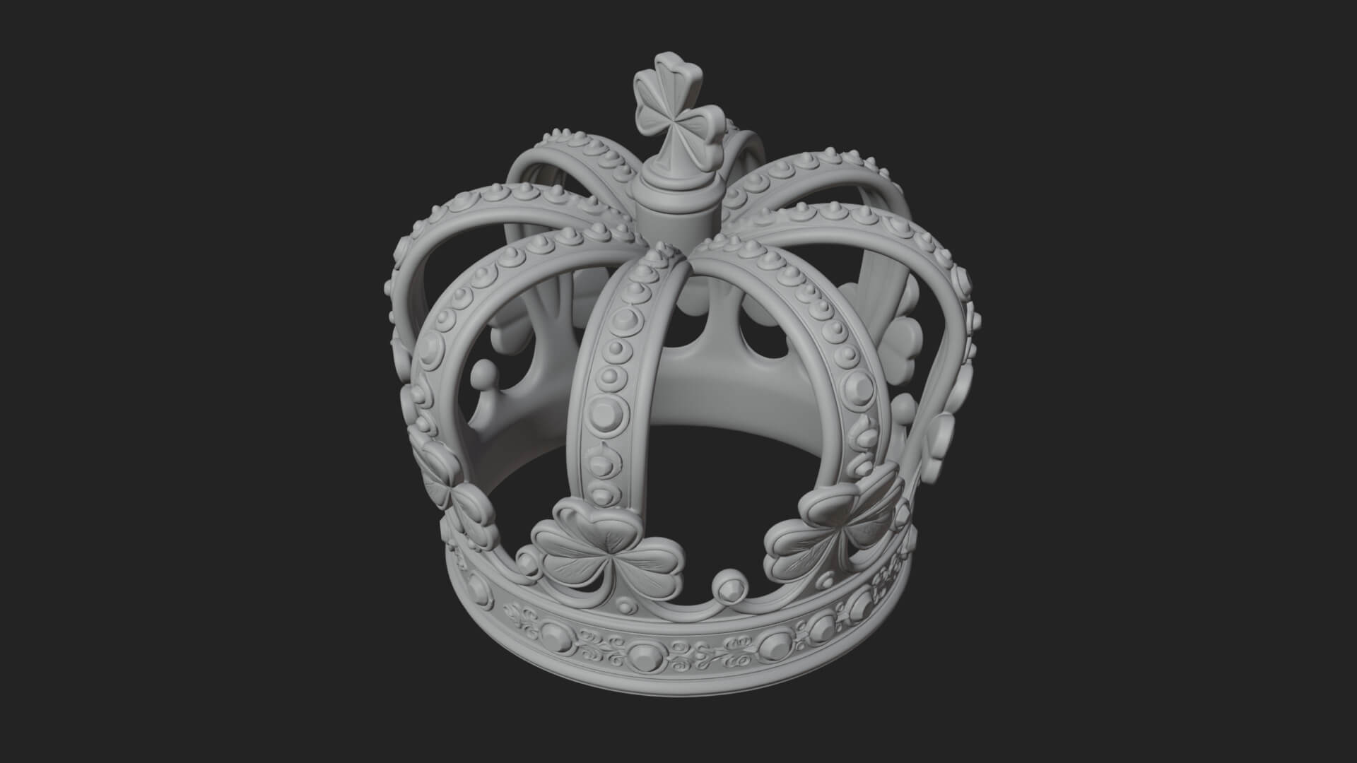 Shamrock Jeweled Crown Ornament Design 1 3D Print Model 3D Model