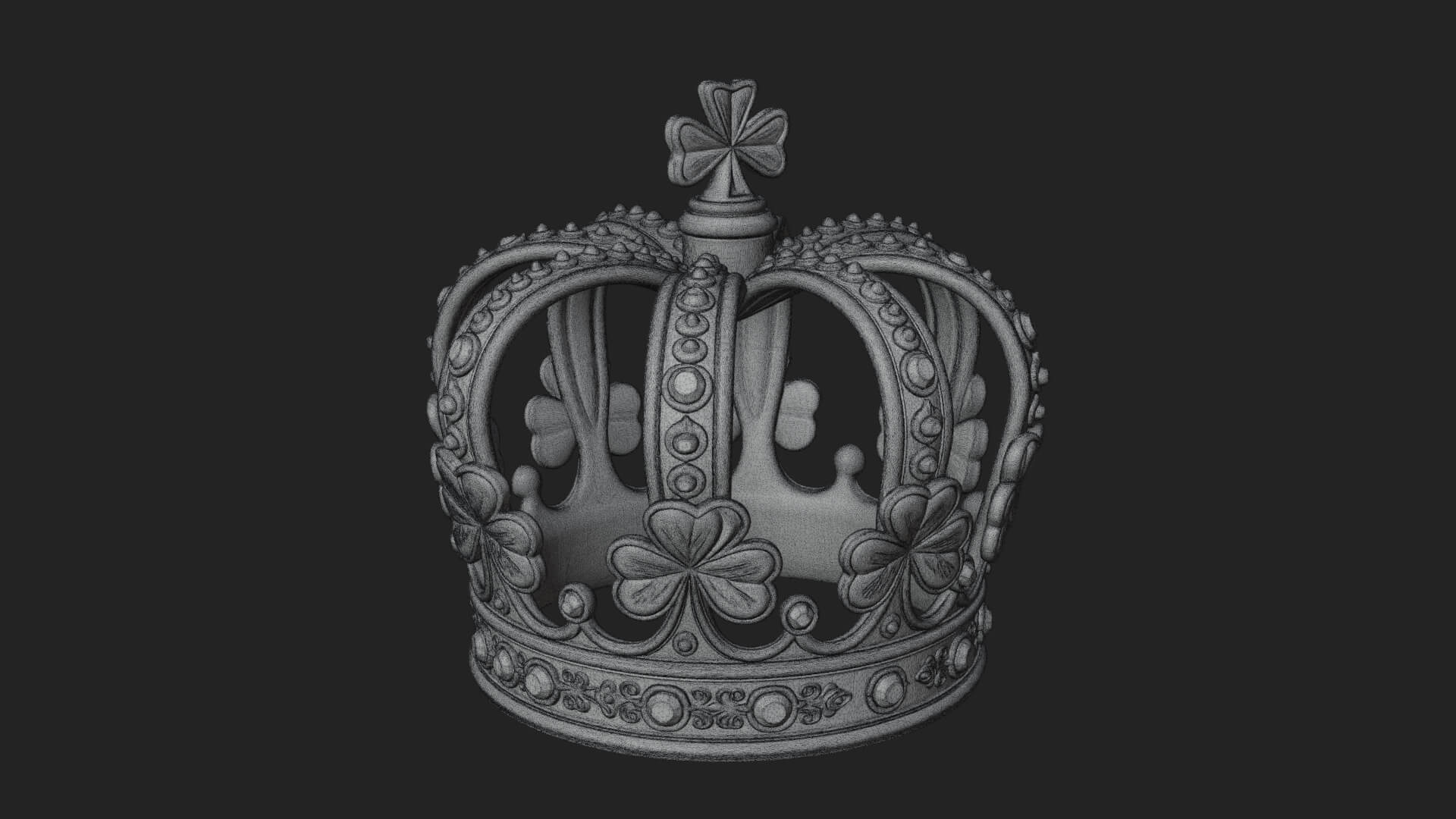 Shamrock Jeweled Crown Ornament Design 1 3D Print Model 3D Model